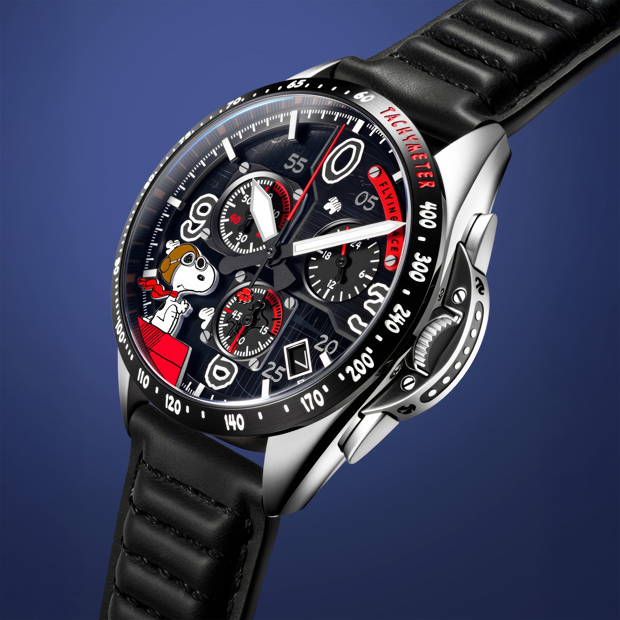 P-51 Mustang Blakeslee Chronograph Peanuts Snoopy Flying Ace Limited Edition | 43 mm | Biplane Black