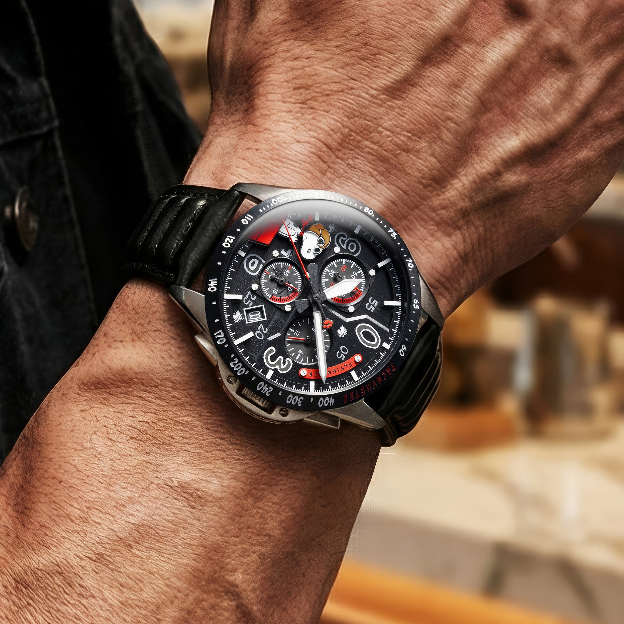 P-51 Mustang Blakeslee Chronograph Peanuts Snoopy Flying Ace Limited Edition | 43 mm | Biplane Black