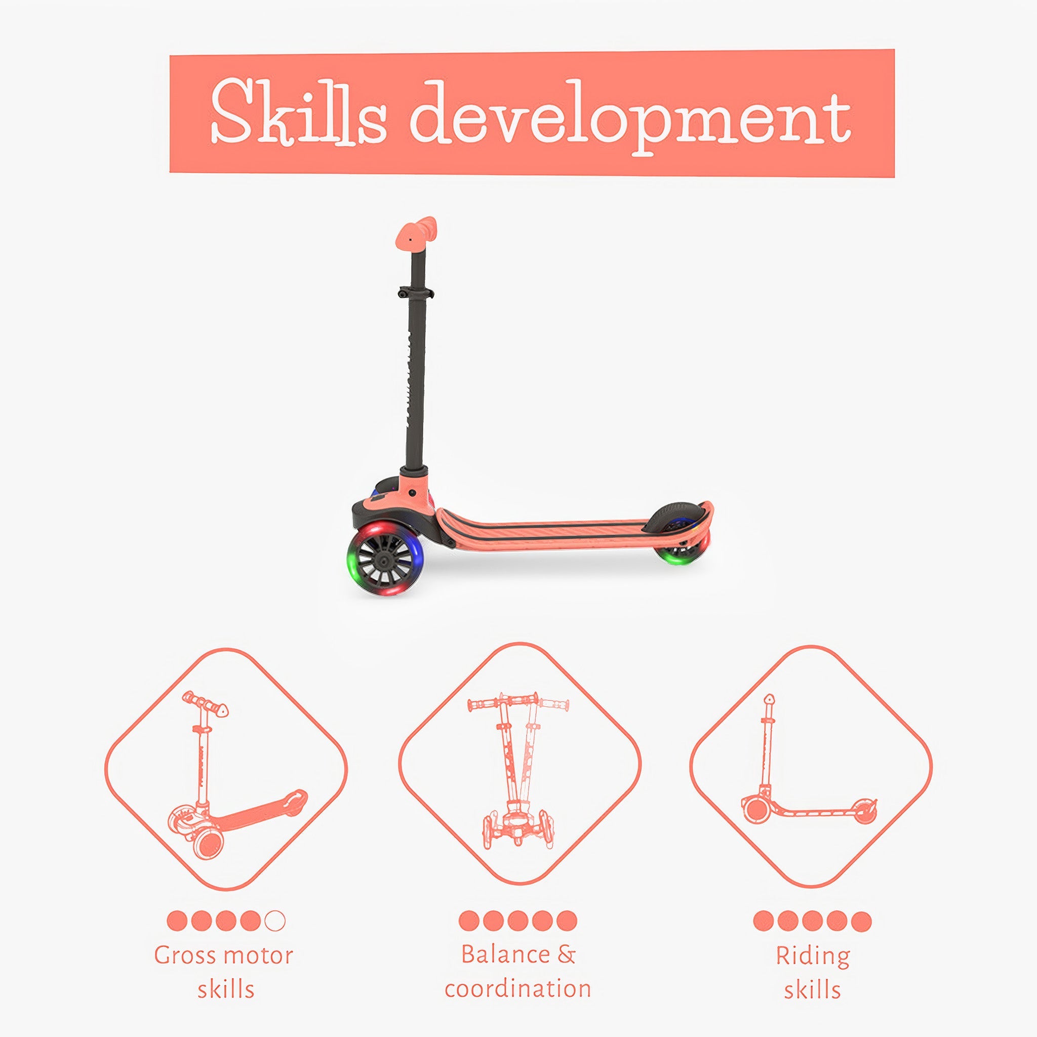 Scotti Glow 3 Tekerlekli Işıklı Scooter | Pembe