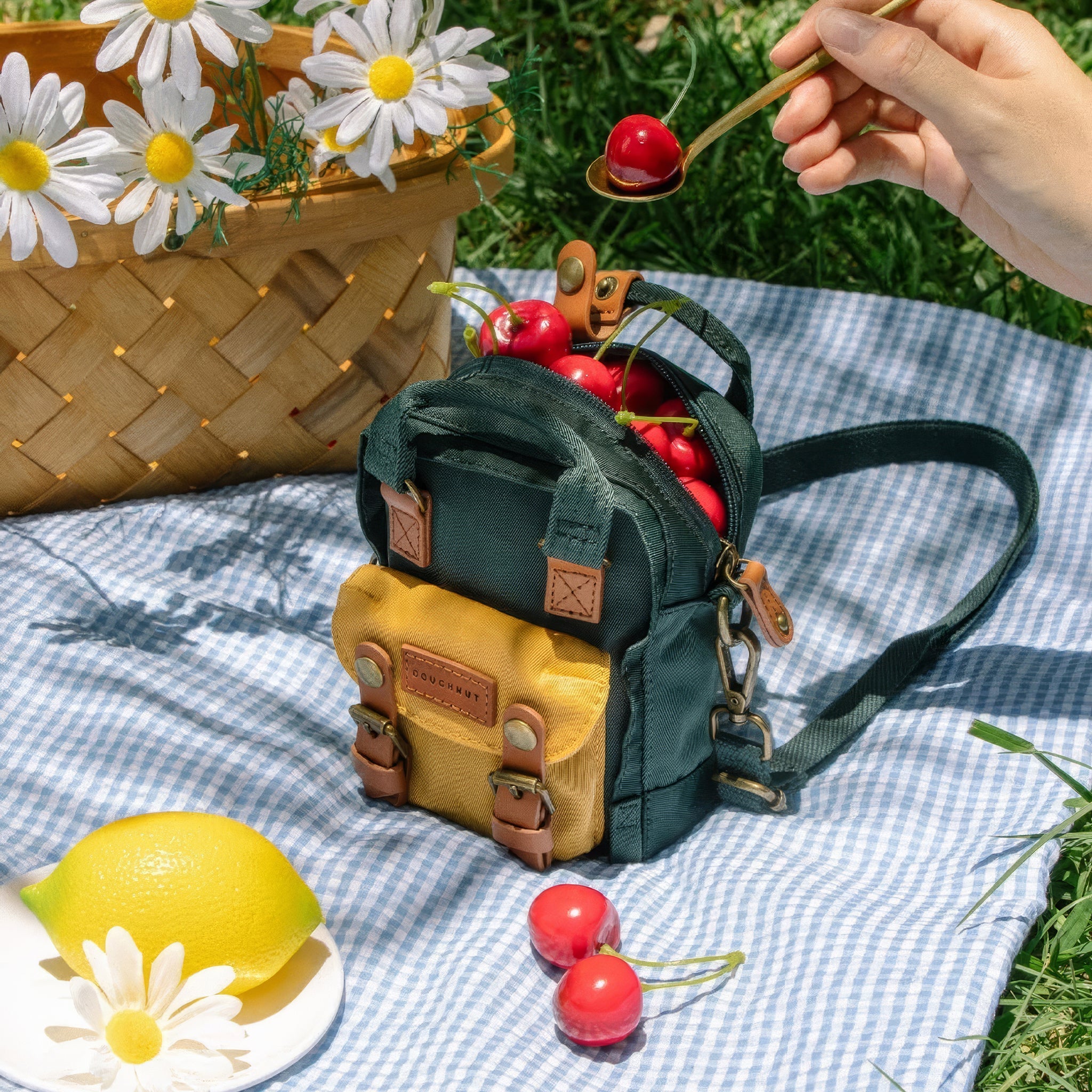 Macaroon Tiny Crossbody | Slate Green x Yellow Mini Çapraz Çanta
