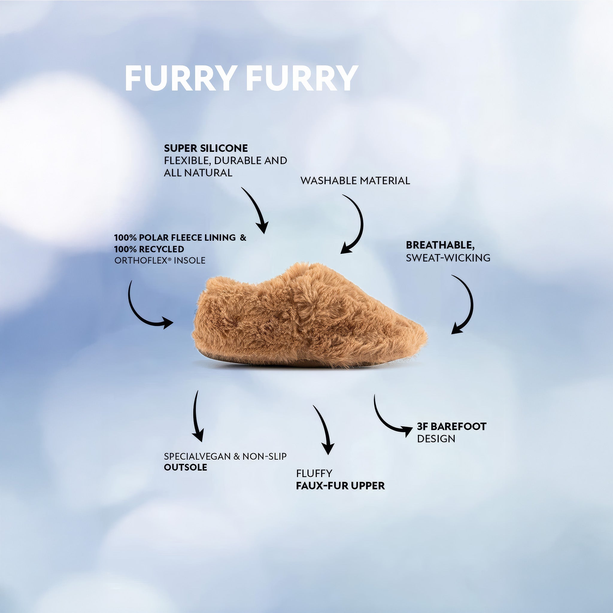 Furry Furry | Kestane Kahverengi | Kürk Barefoot Patik
