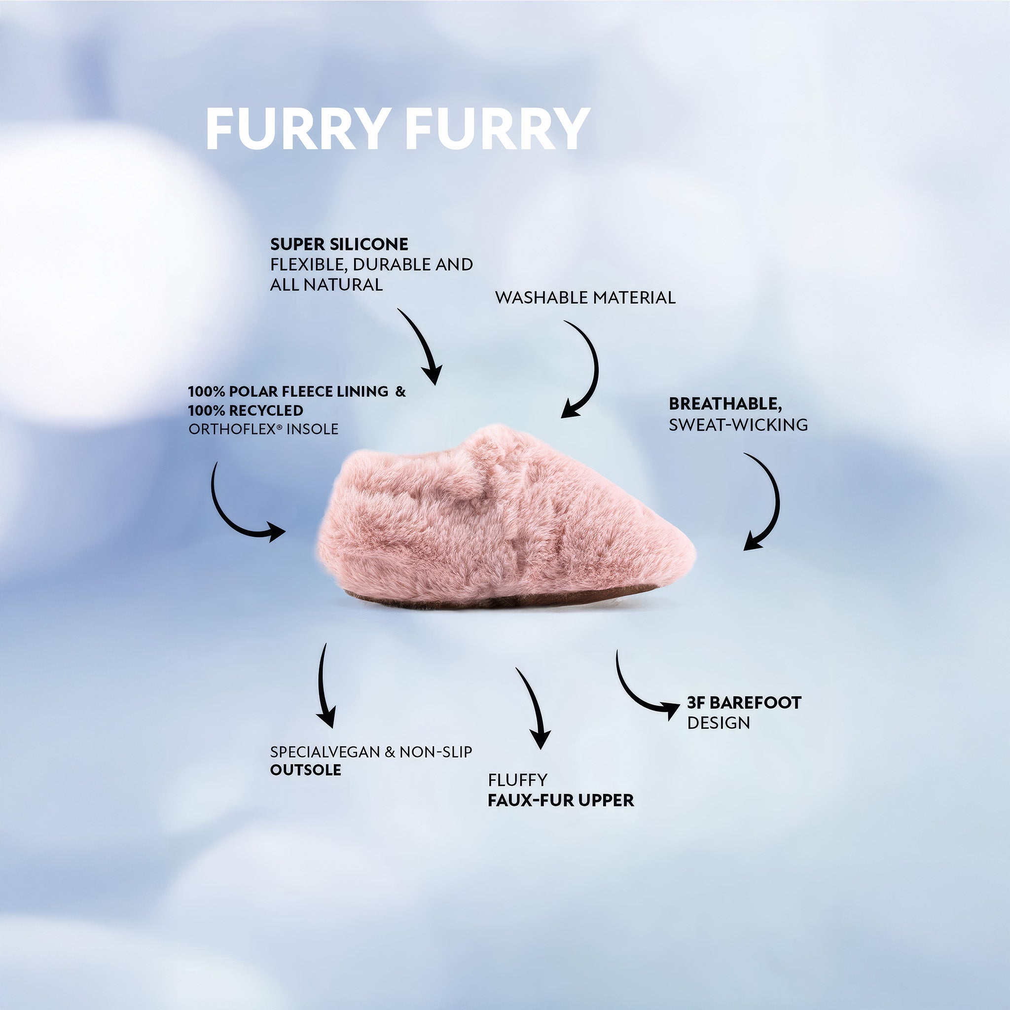 Furry Furry | Pembe | Kürk Barefoot Patik