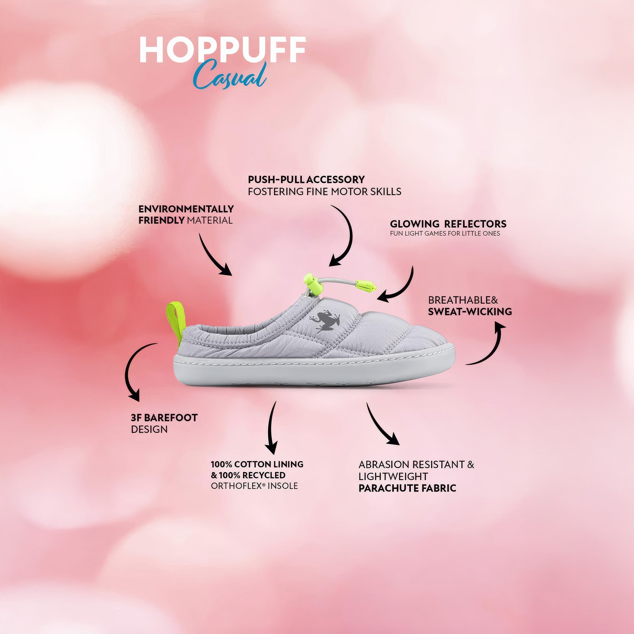 Hoppuff Casual | Dinamik Gri | Barefoot Çocuk Ayakkabısı
