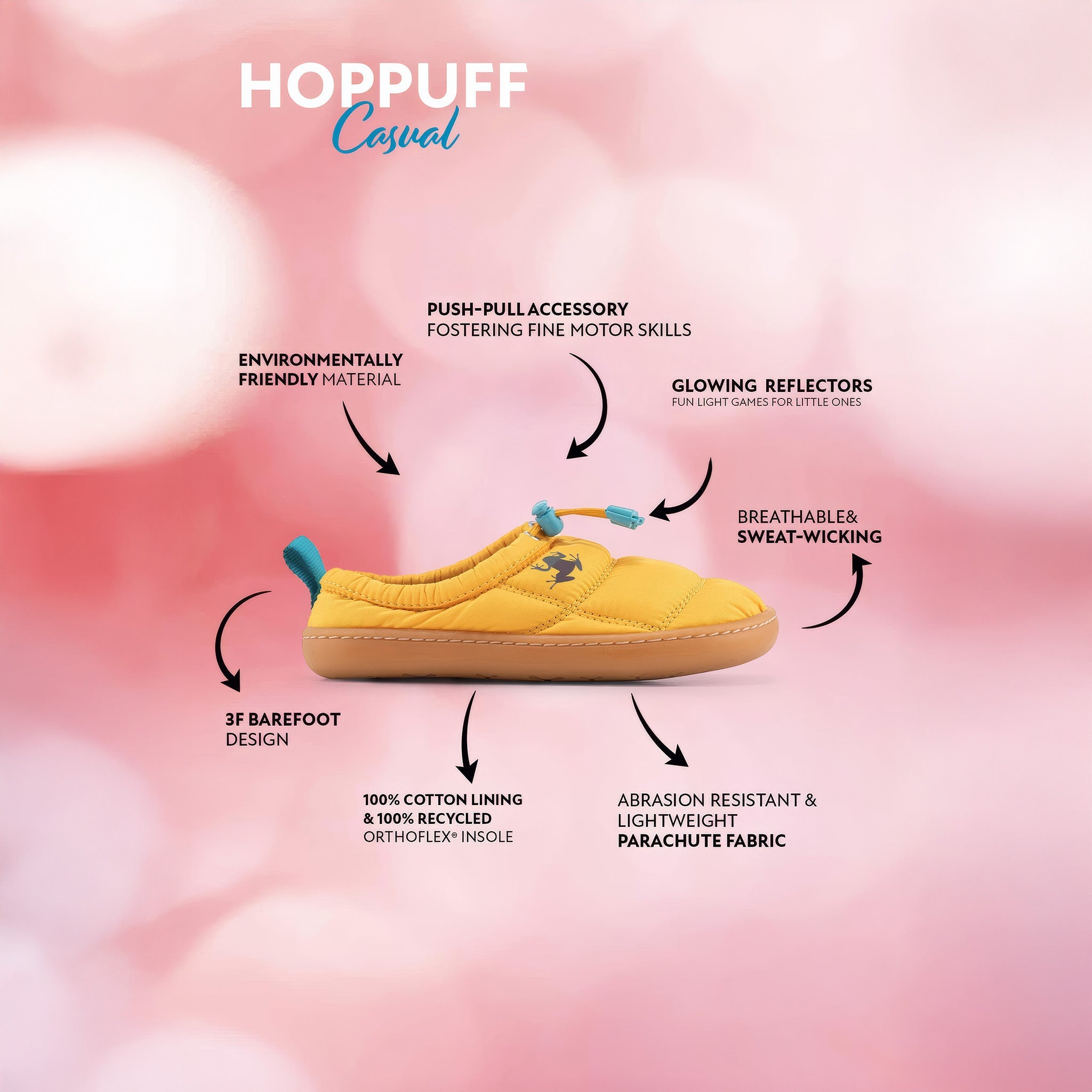 Hoppuff Casual | Dinamik Sarı | Barefoot Çocuk Ayakkabısı