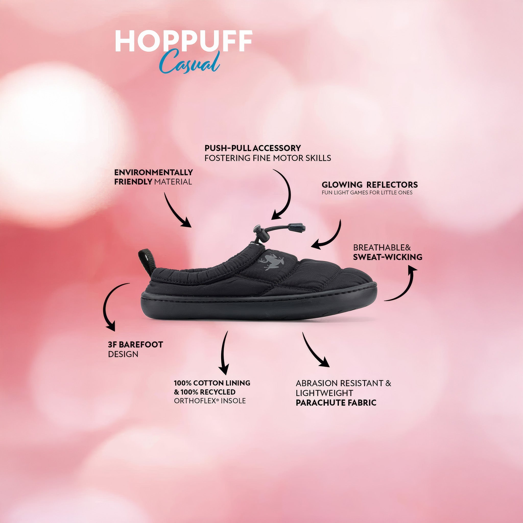 Hoppuff Casual | Dinamik Siyah | Barefoot Çocuk Ayakkabısı