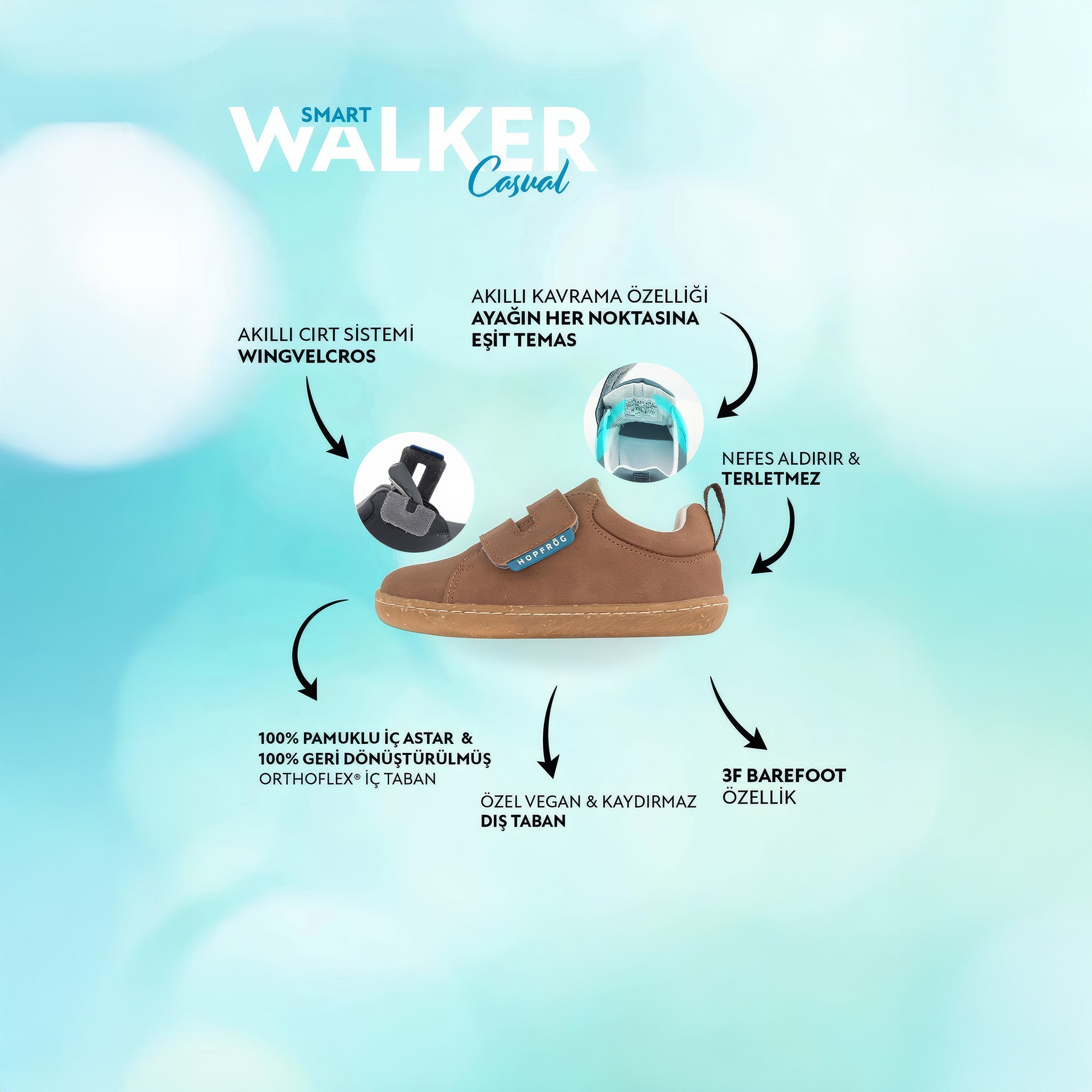 Smart Walker Casual | Kahverengi Meşe | Barefoot Çocuk Ayakkabısı