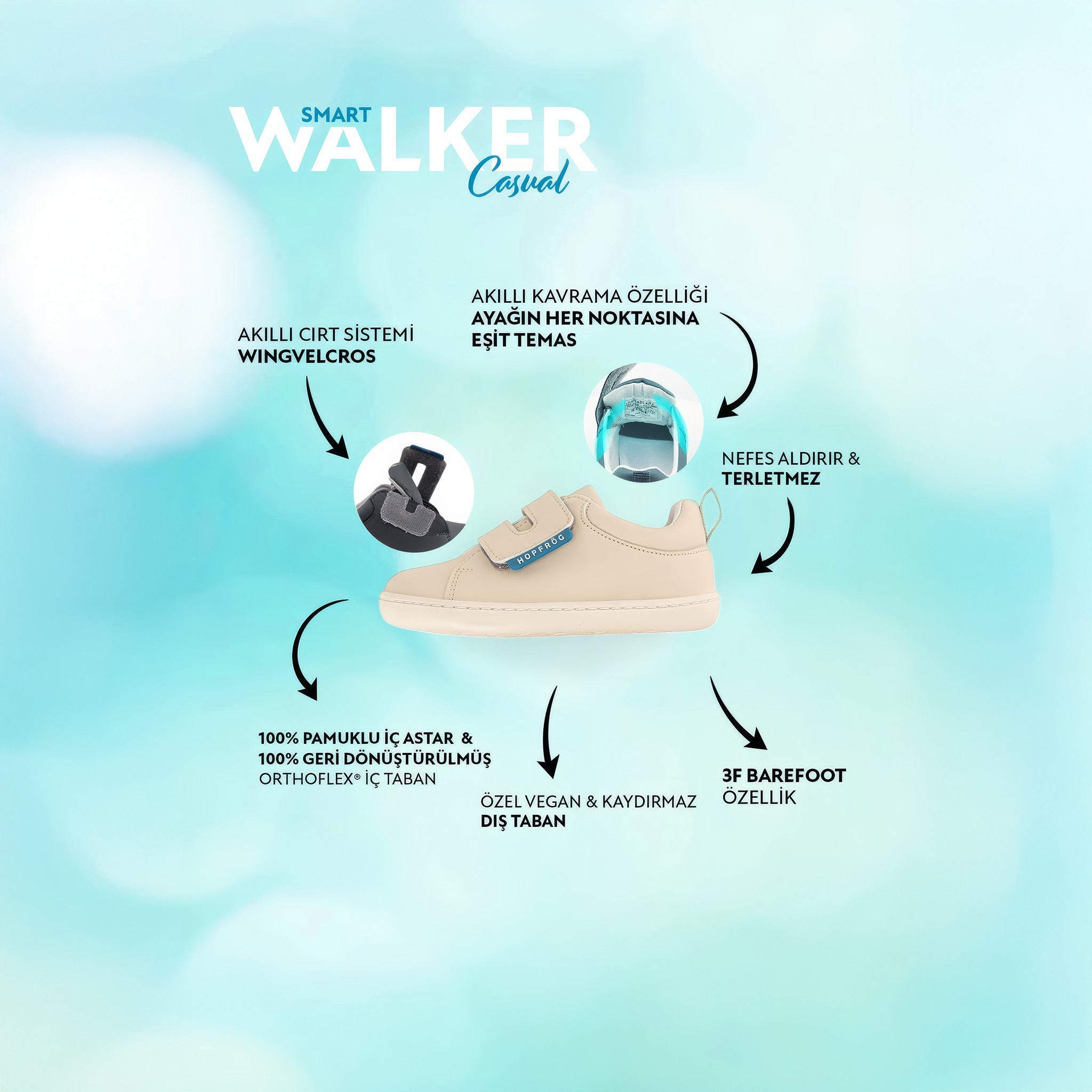 Smart Walker Casual | Süper Mat Bej | Barefoot Çocuk Ayakkabısı