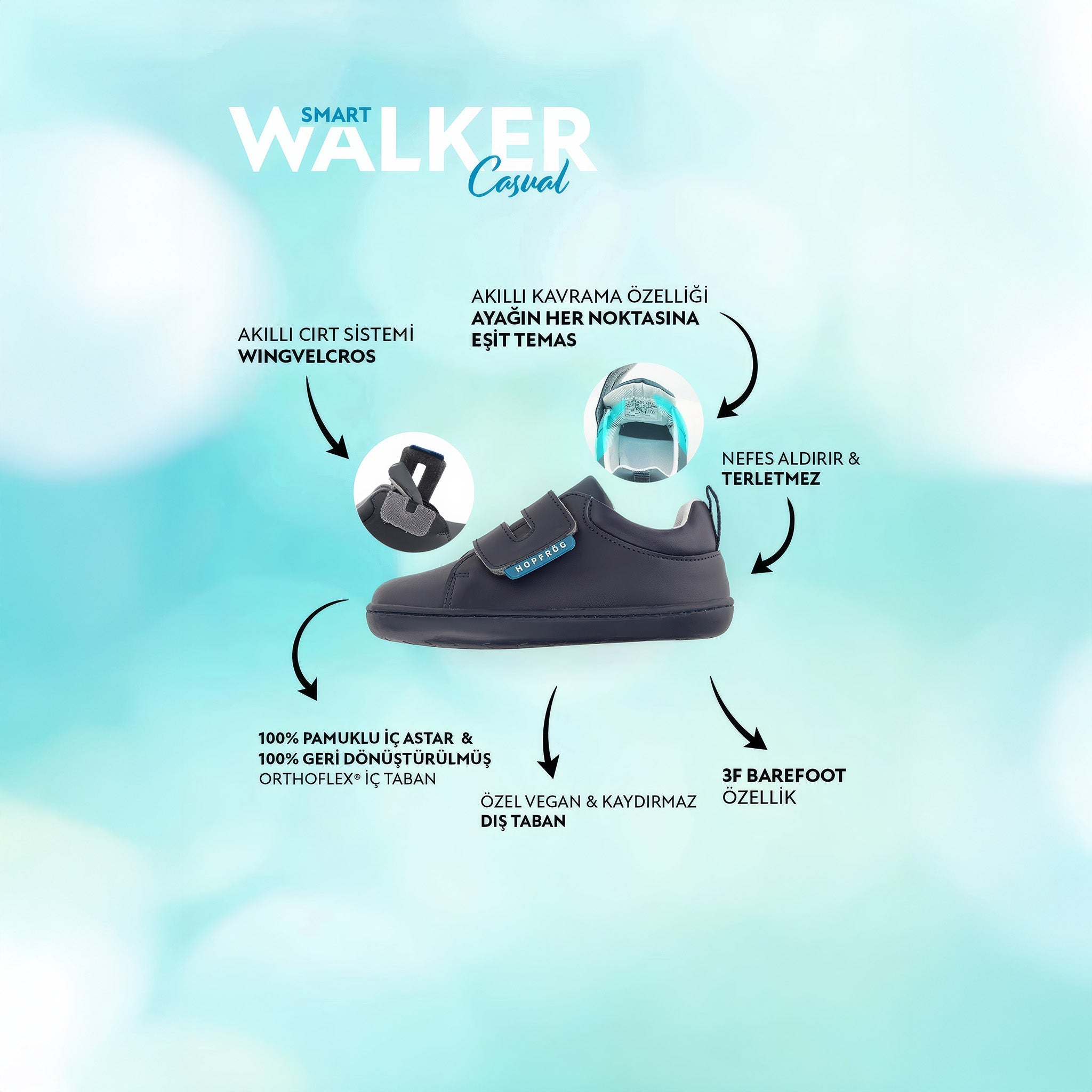 Smart Walker Casual | Mavi Geceyarısı | Barefoot Çocuk Ayakkabısı