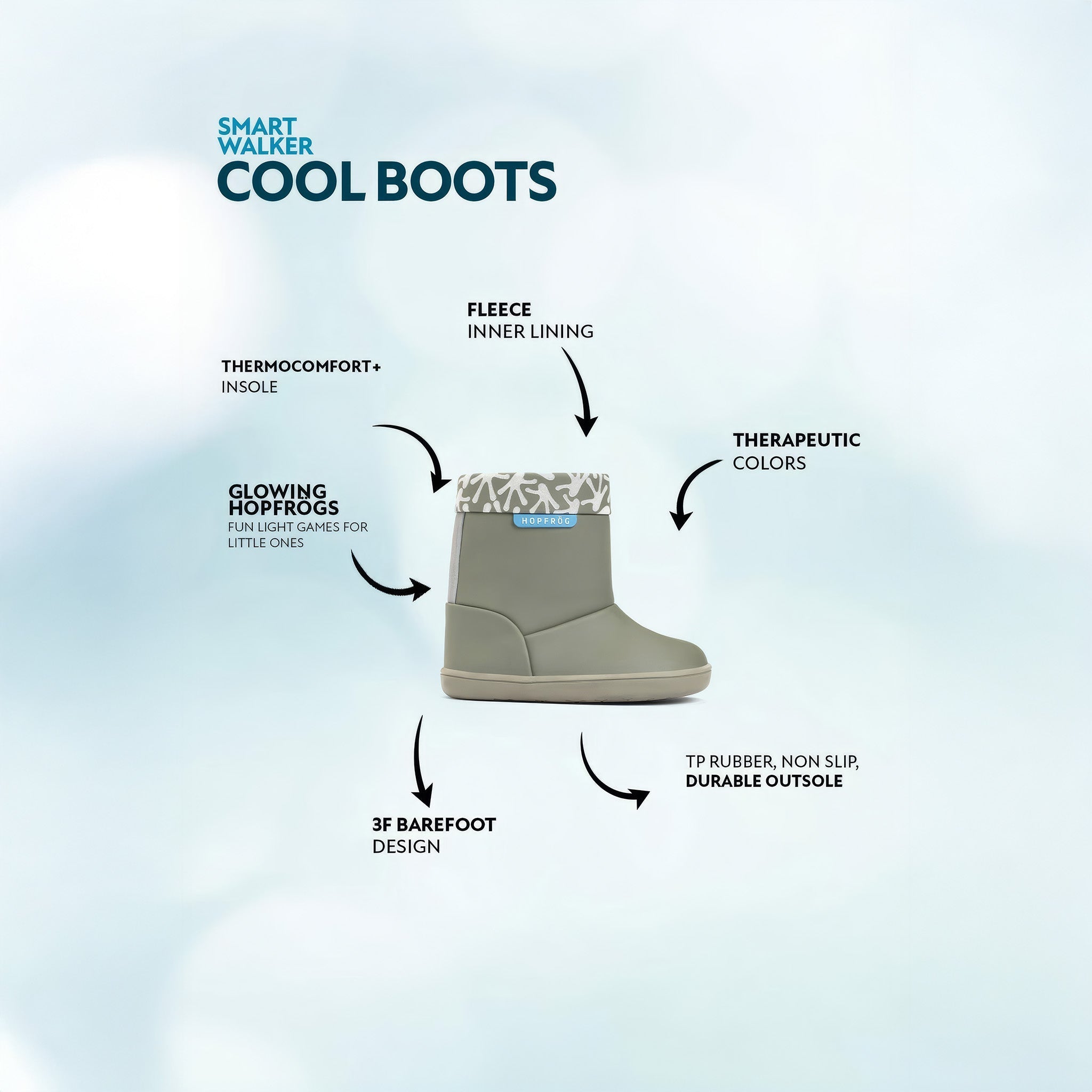 Smart Walker Cool Boots | Süper Mat Haki | Barefoot Çocuk Botu