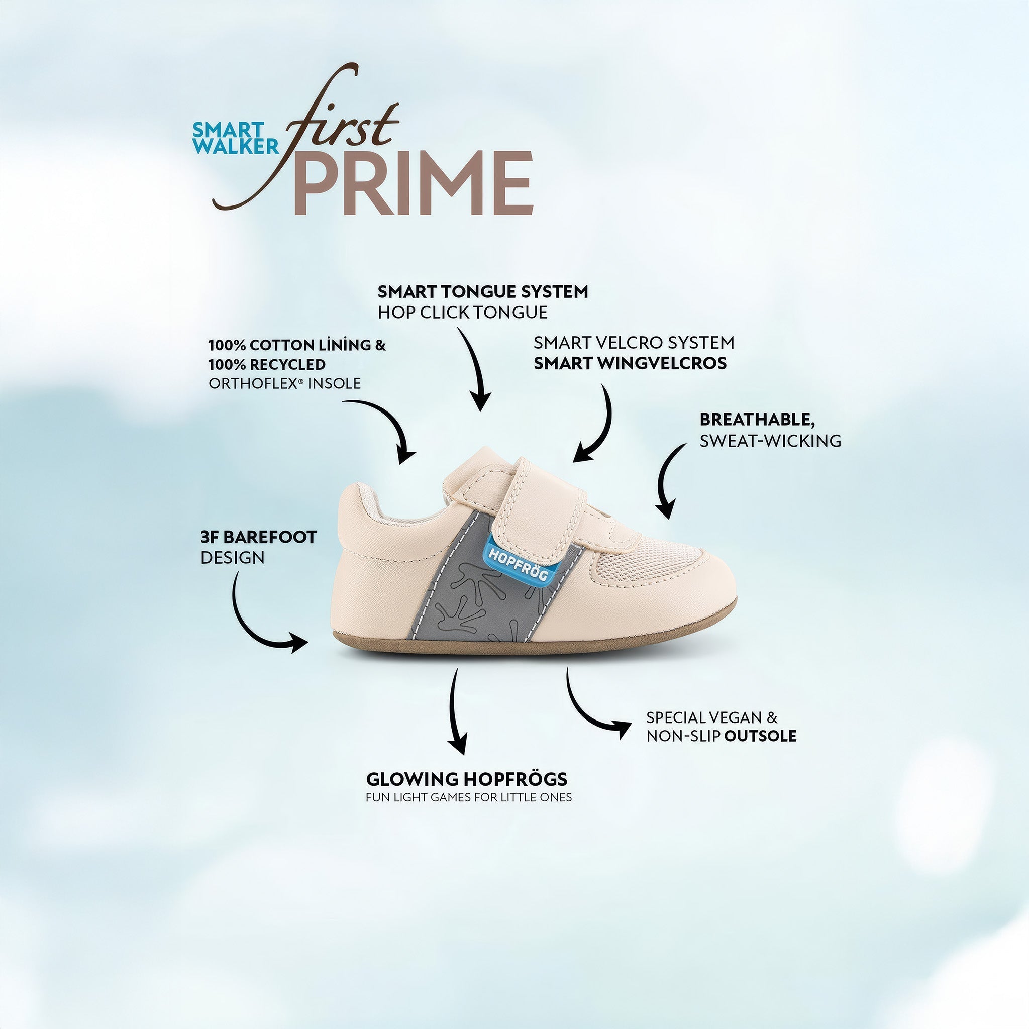 Smart Walker First Prime | Havalı Bej | Barefoot İlk Adım Bebek Ayakkabısı