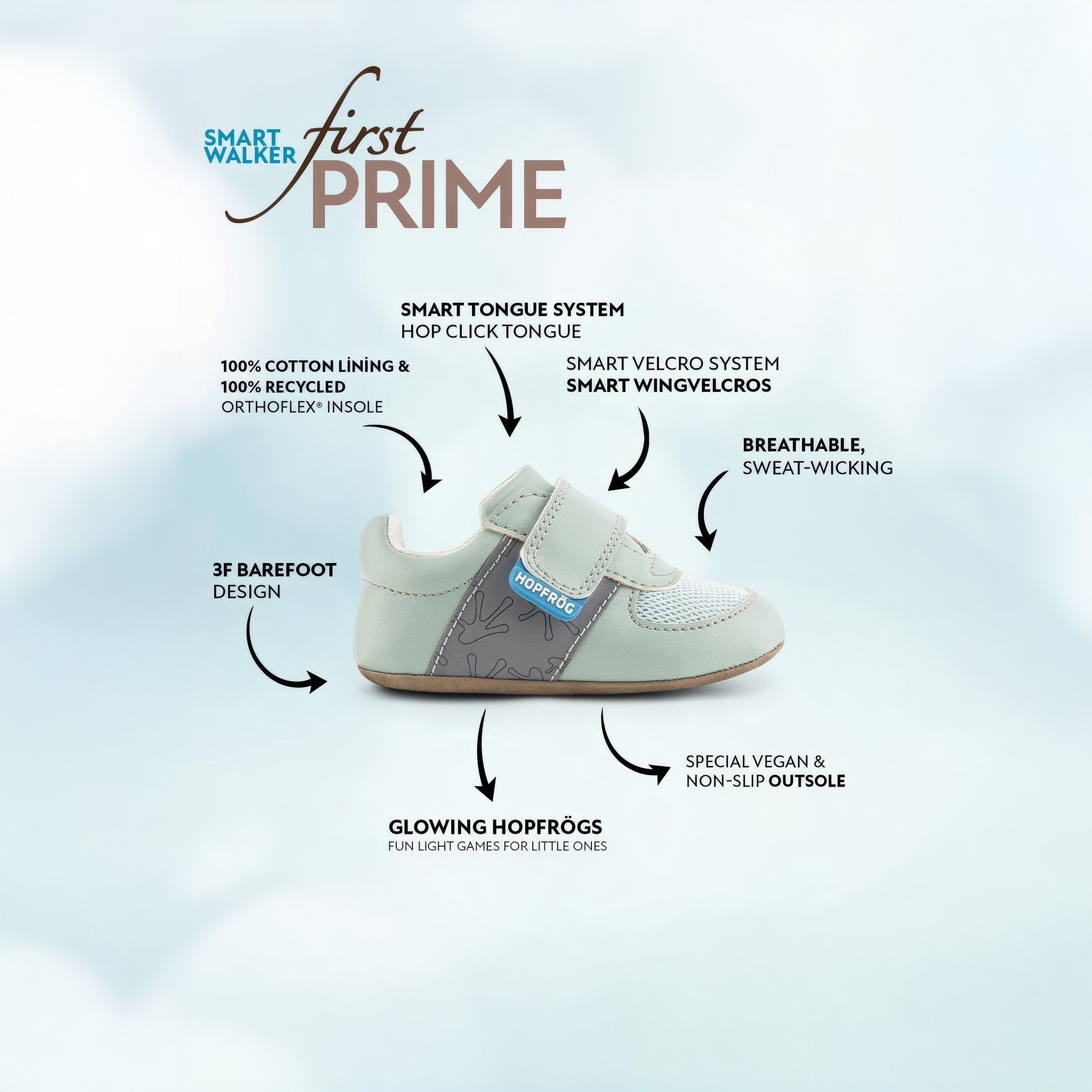 Smart Walker First Prime | Havalı Yeşil | Barefoot İlk Adım Bebek Ayakkabısı