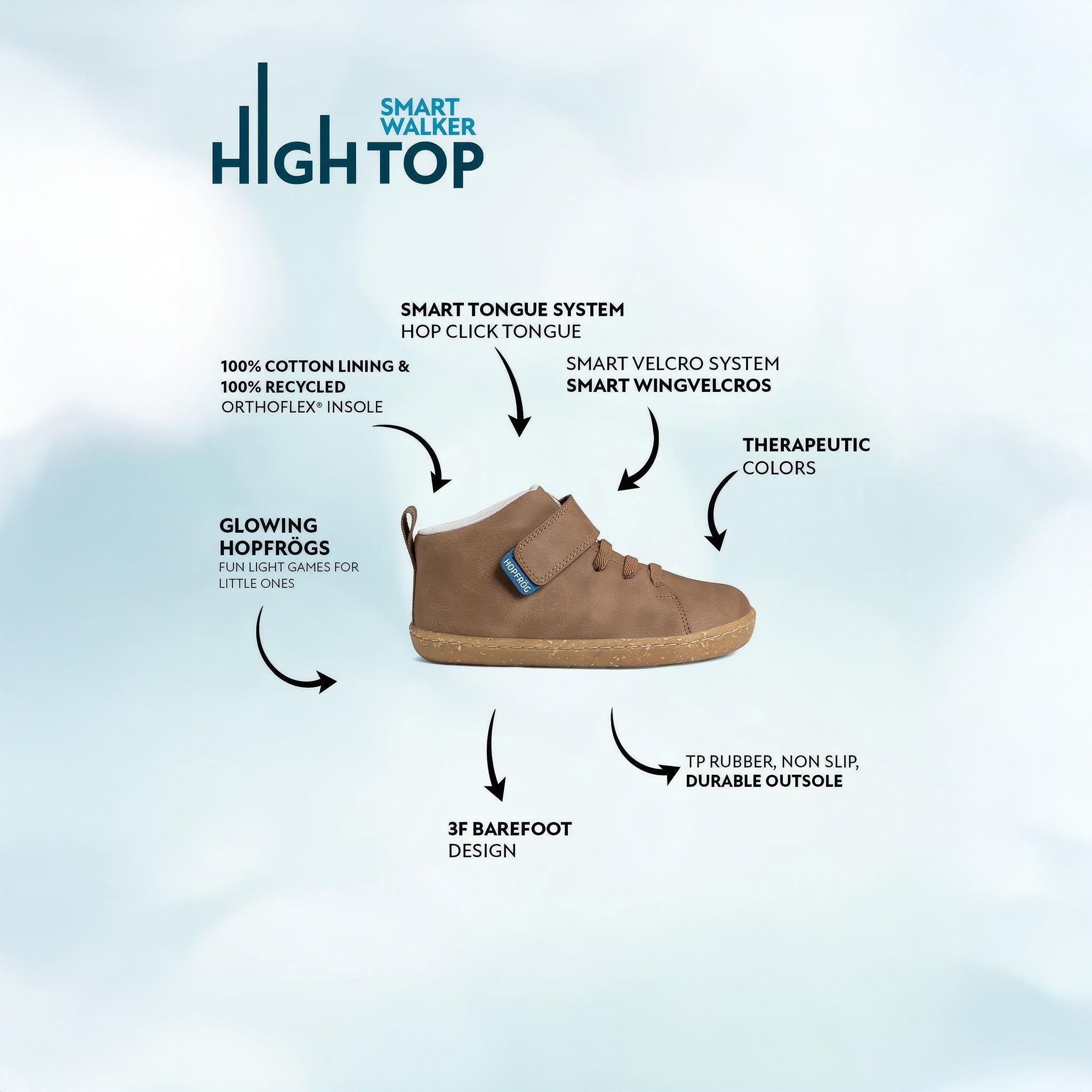 Smart Walker High Top | Kahverengi Meşe | Barefoot Çocuk Botu