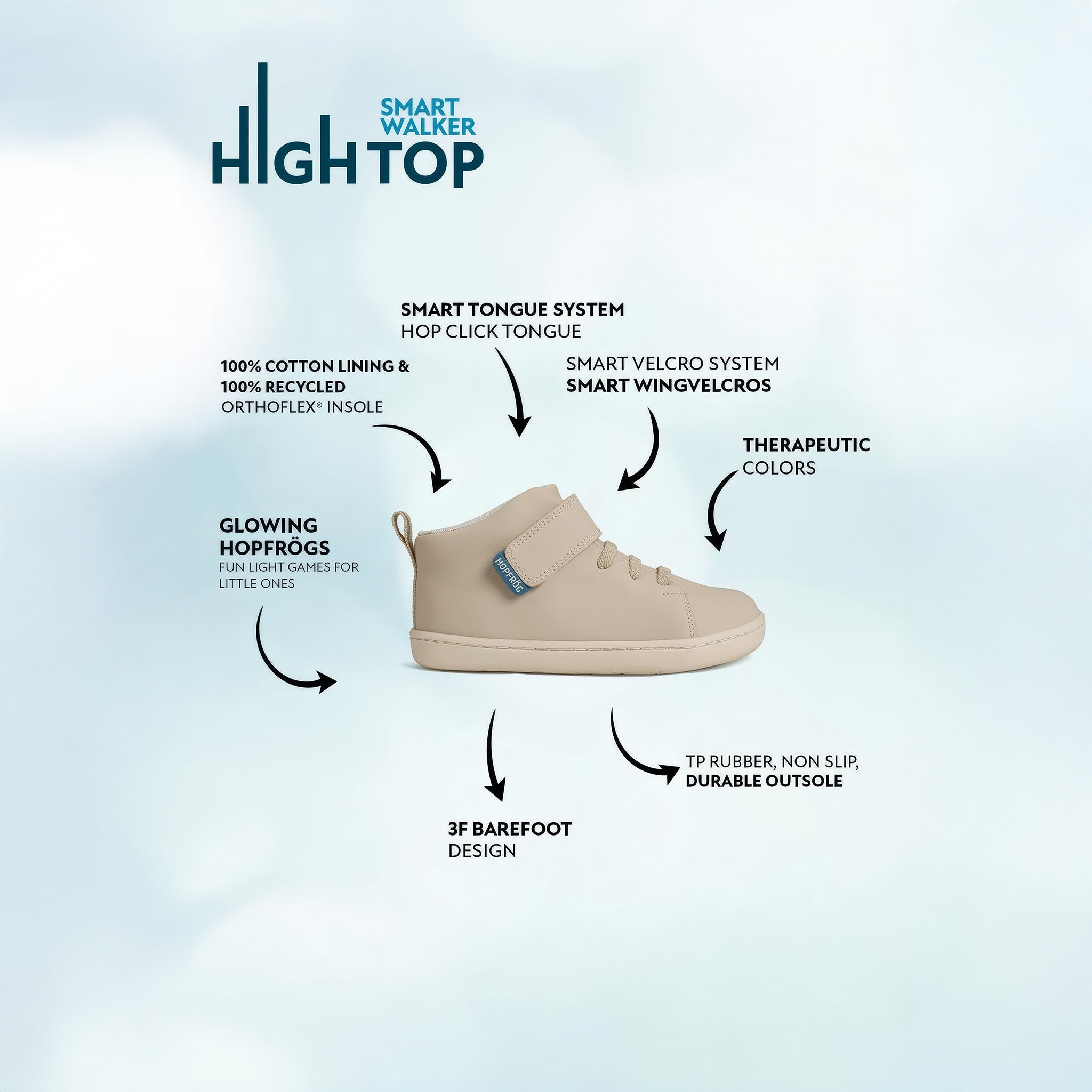 Smart Walker High Top | Süper Mat Bej | Barefoot Çocuk Botu