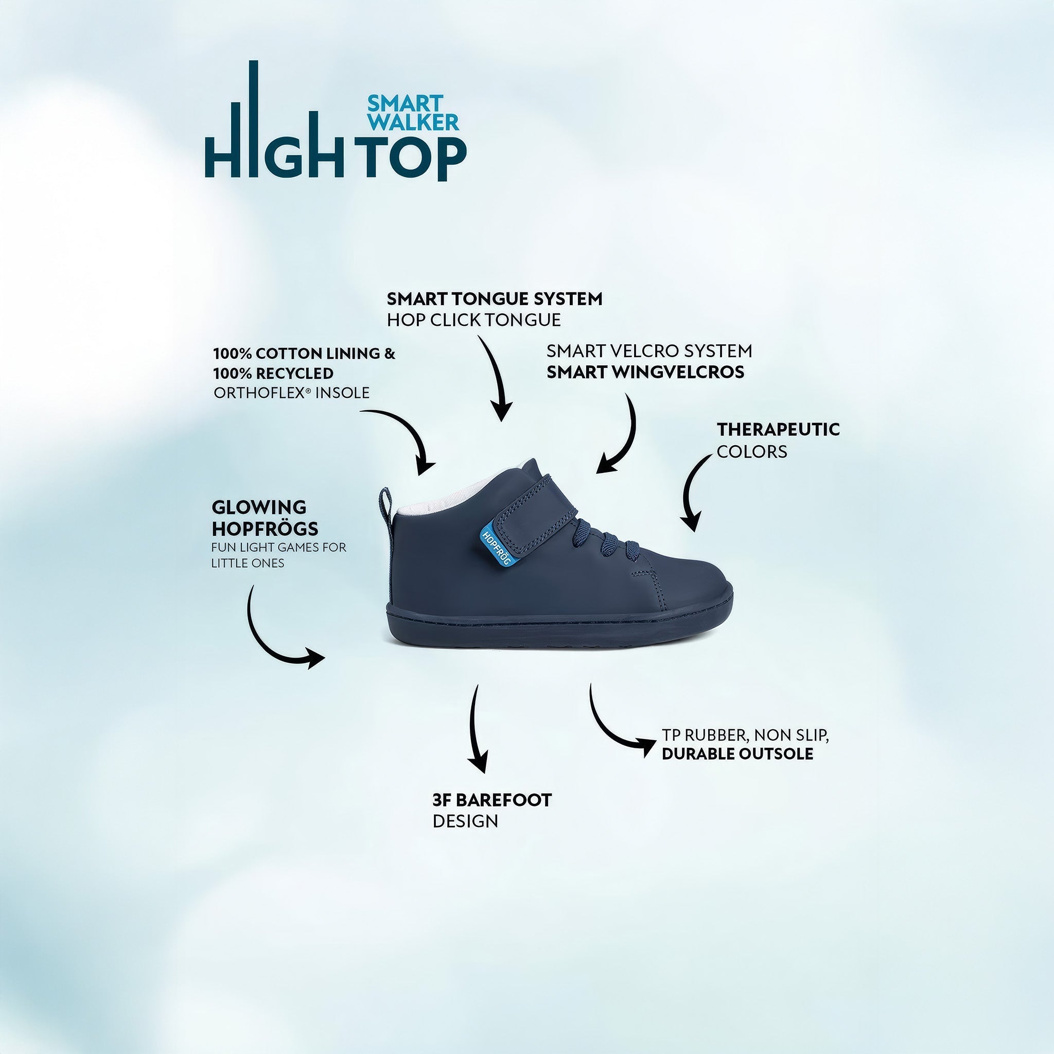 Smart Walker High Top | Süper Mat Lacivert | Barefoot Çocuk Botu