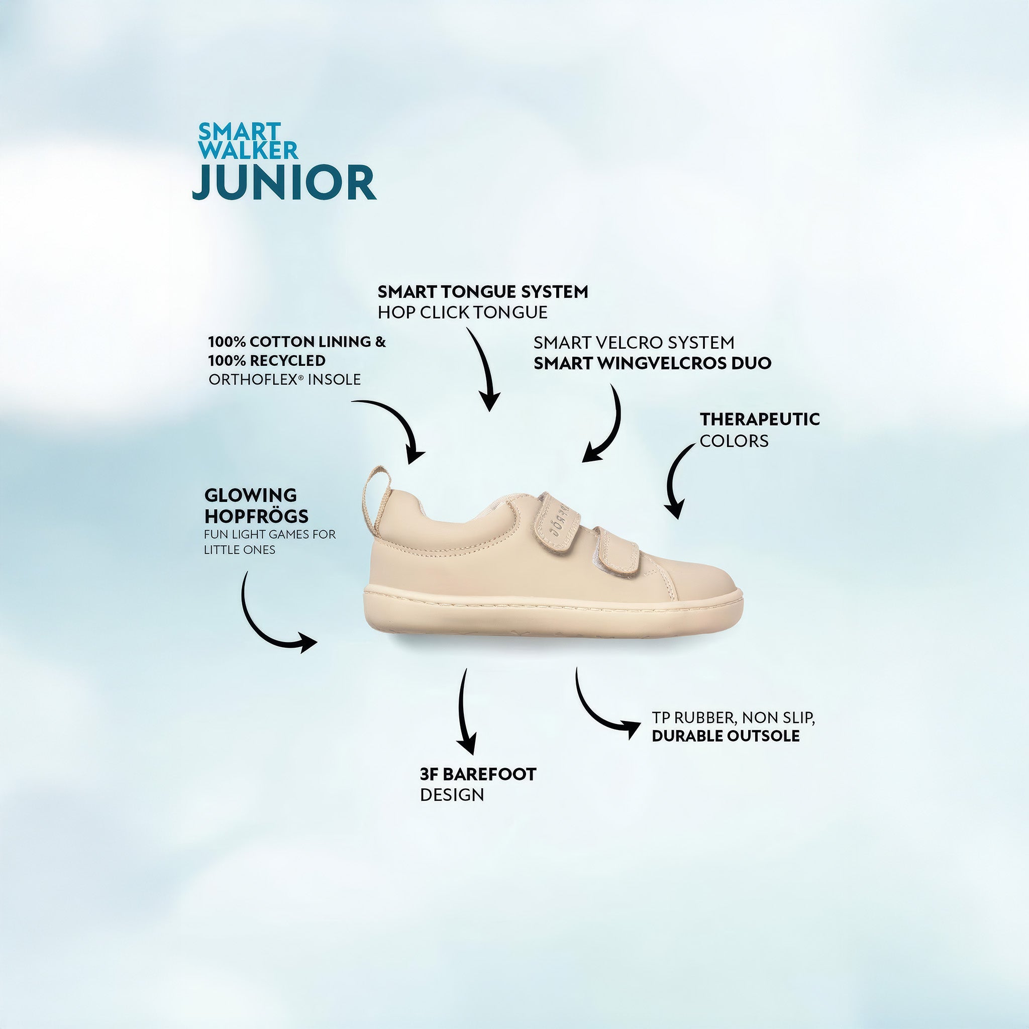 Smart Walker Junior | Süper Mat Bej | Barefoot Çocuk Ayakkabısı