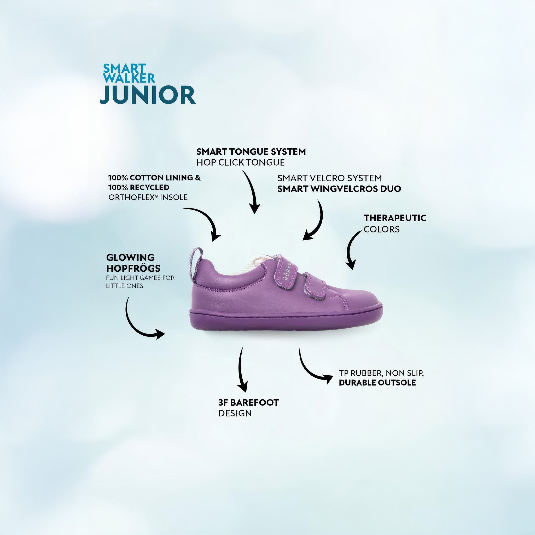 Smart Walker Junior | Mor Işık | Barefoot Çocuk Ayakkabısı