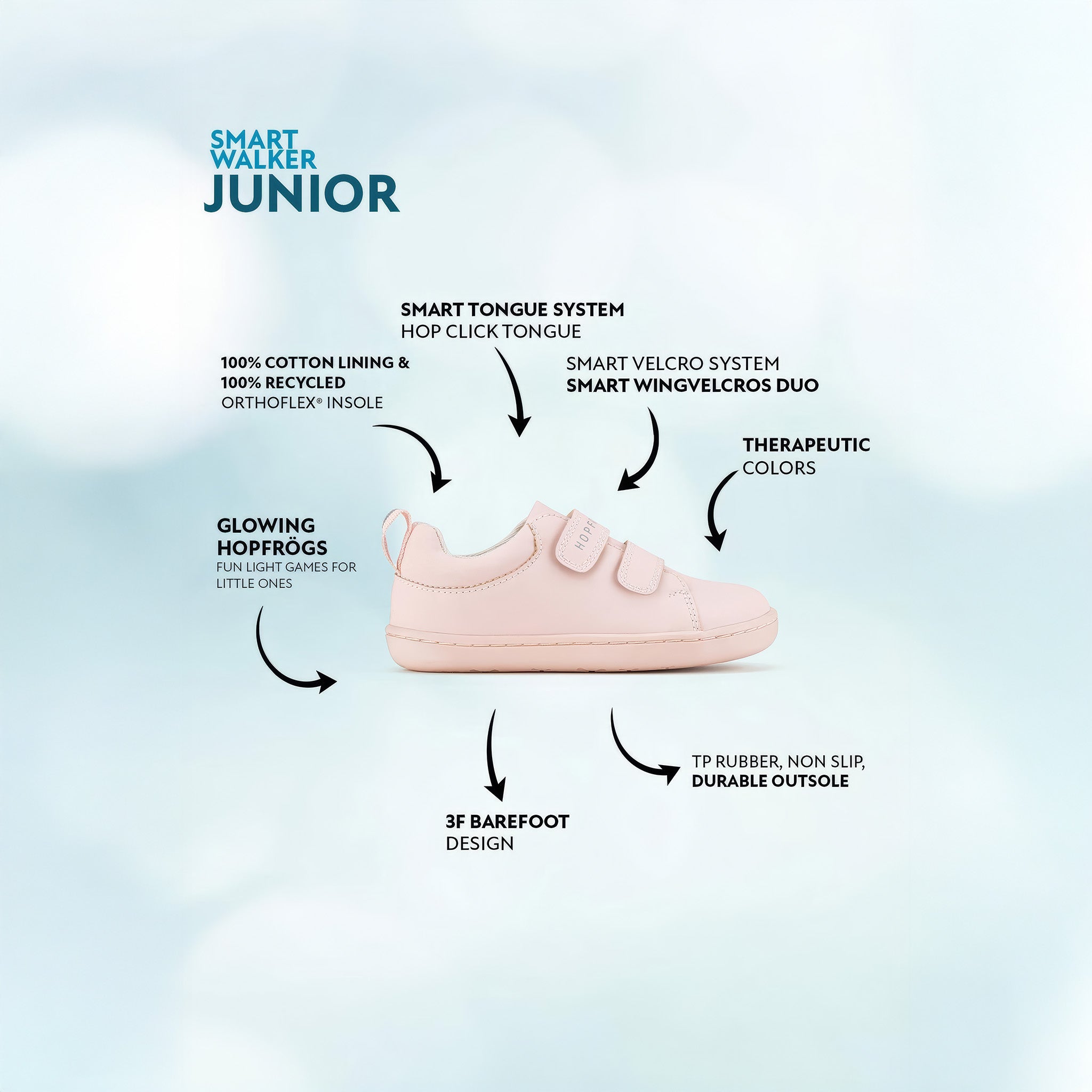 Smart Walker Junior | Pembe Işık | Barefoot Çocuk Ayakkabısı