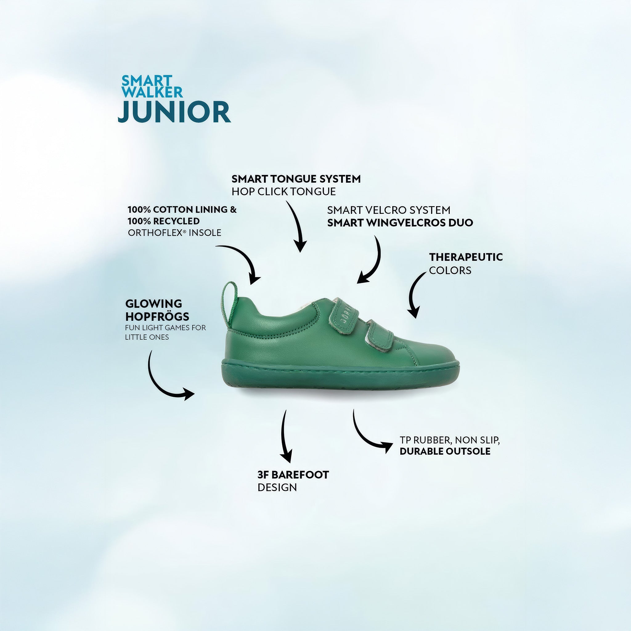 Smart Walker Junior | Yeşil Işık | Barefoot Çocuk Ayakkabısı