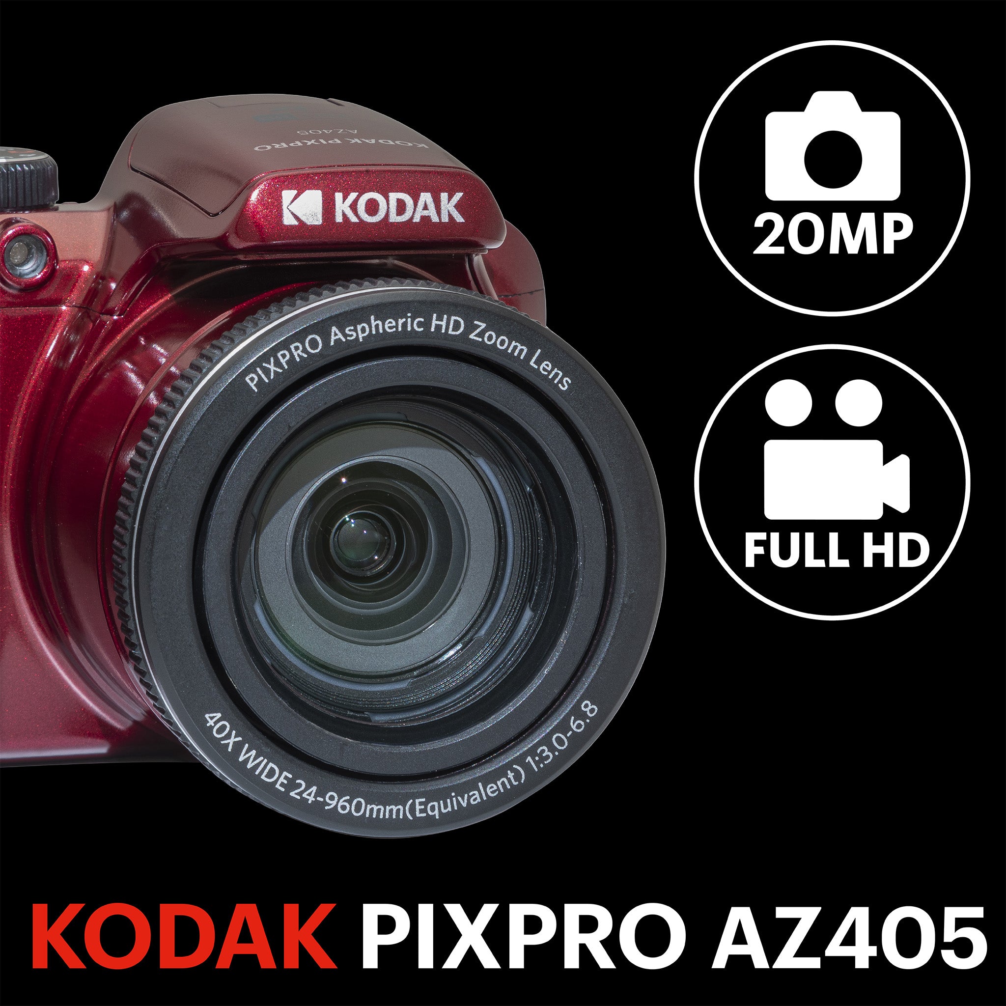 Astro Zoom AZ405 | 40x Yakınlaştırma Dijital Fotoğraf Makinesi | Kırmızı