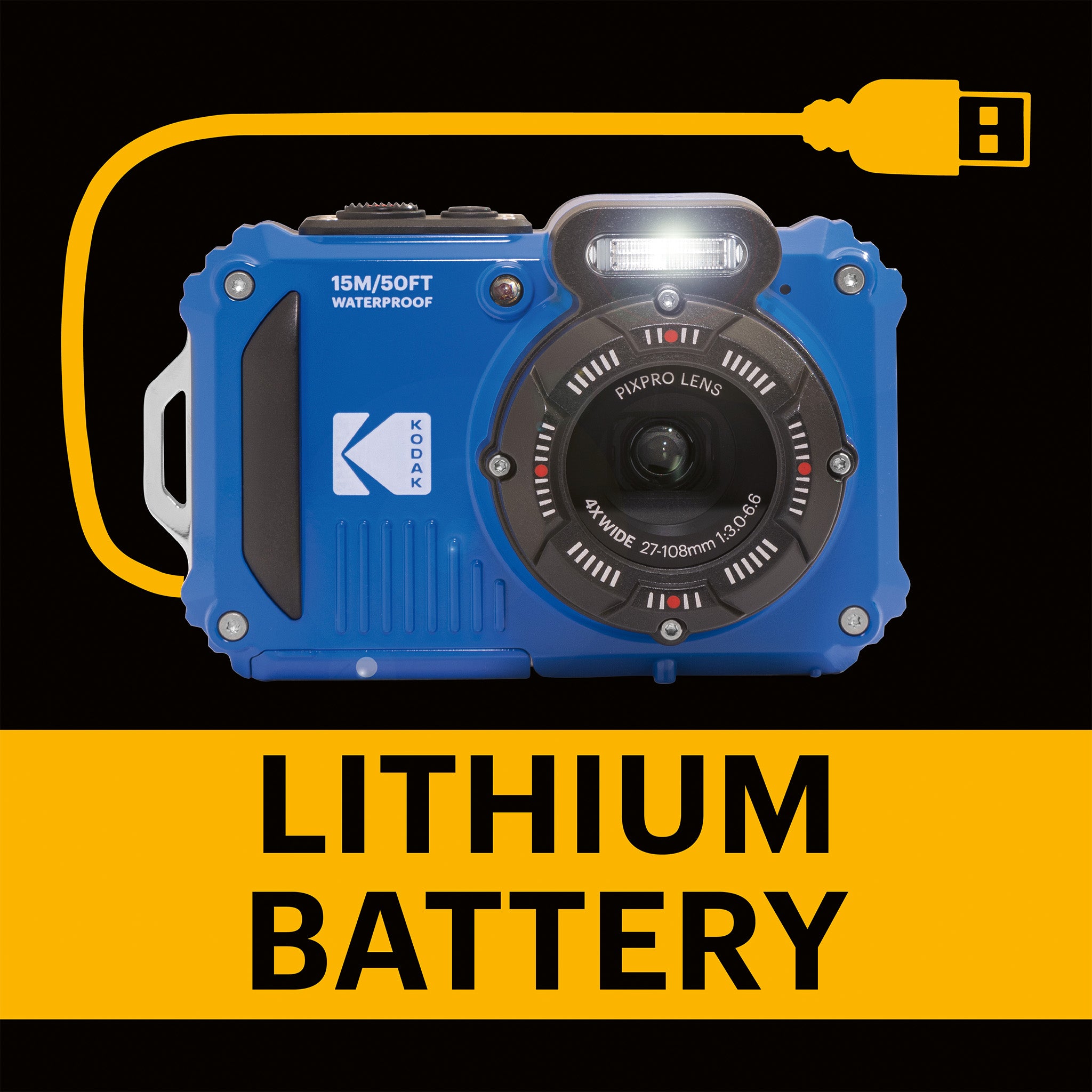 Pixpro WPZ2/4X Yakınlaştırma | Su Altı Fotoğraf Makinesi 16GB SD 2 Lityum Pil | Mavi