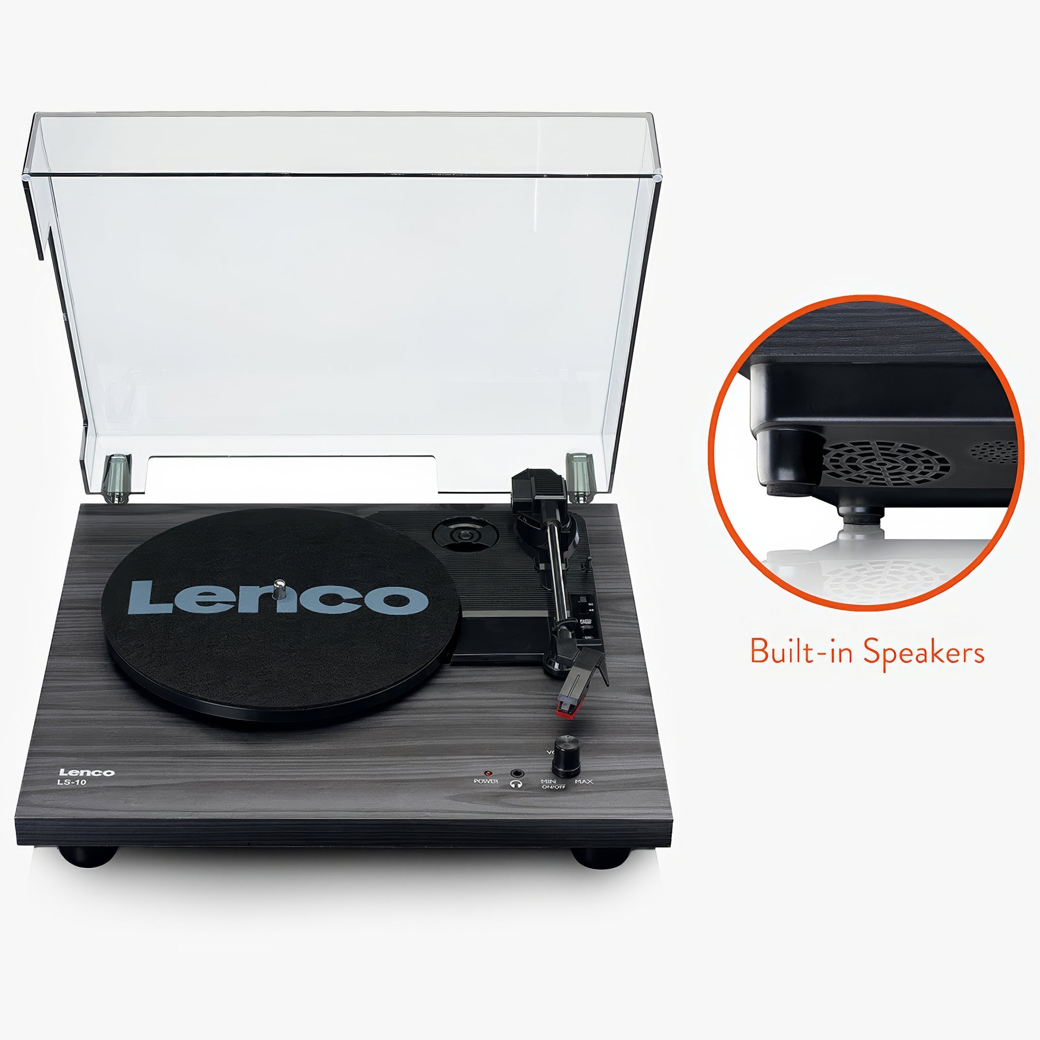 LS-10BK Turntable | Dahili Hoparlörlü Ahşap Siyah Pikap