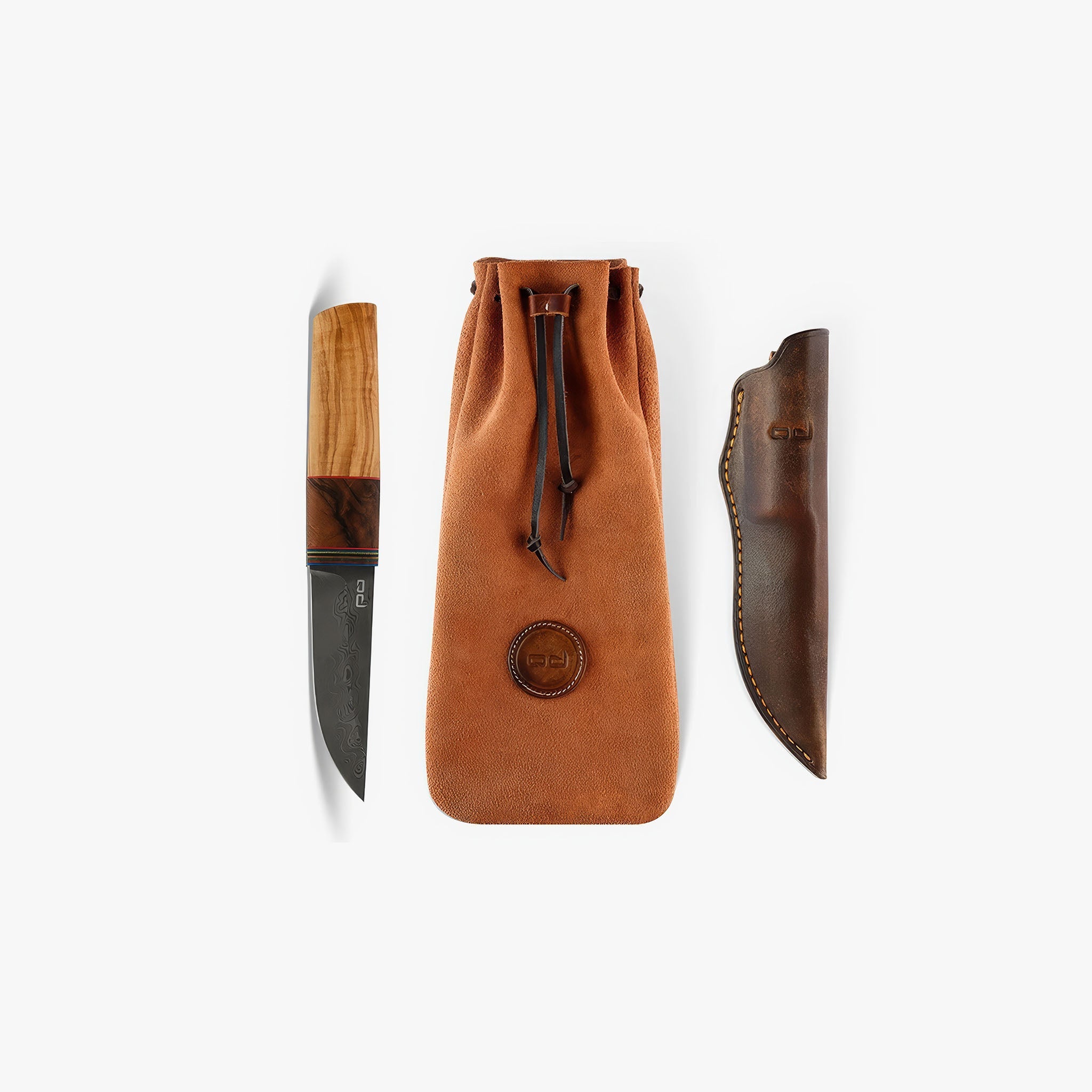 Serdar Kılıç Puukko Damascus Şam Çeliği Bıçak Kök Zeytin Saplı – El yapımı outdoor bıçak