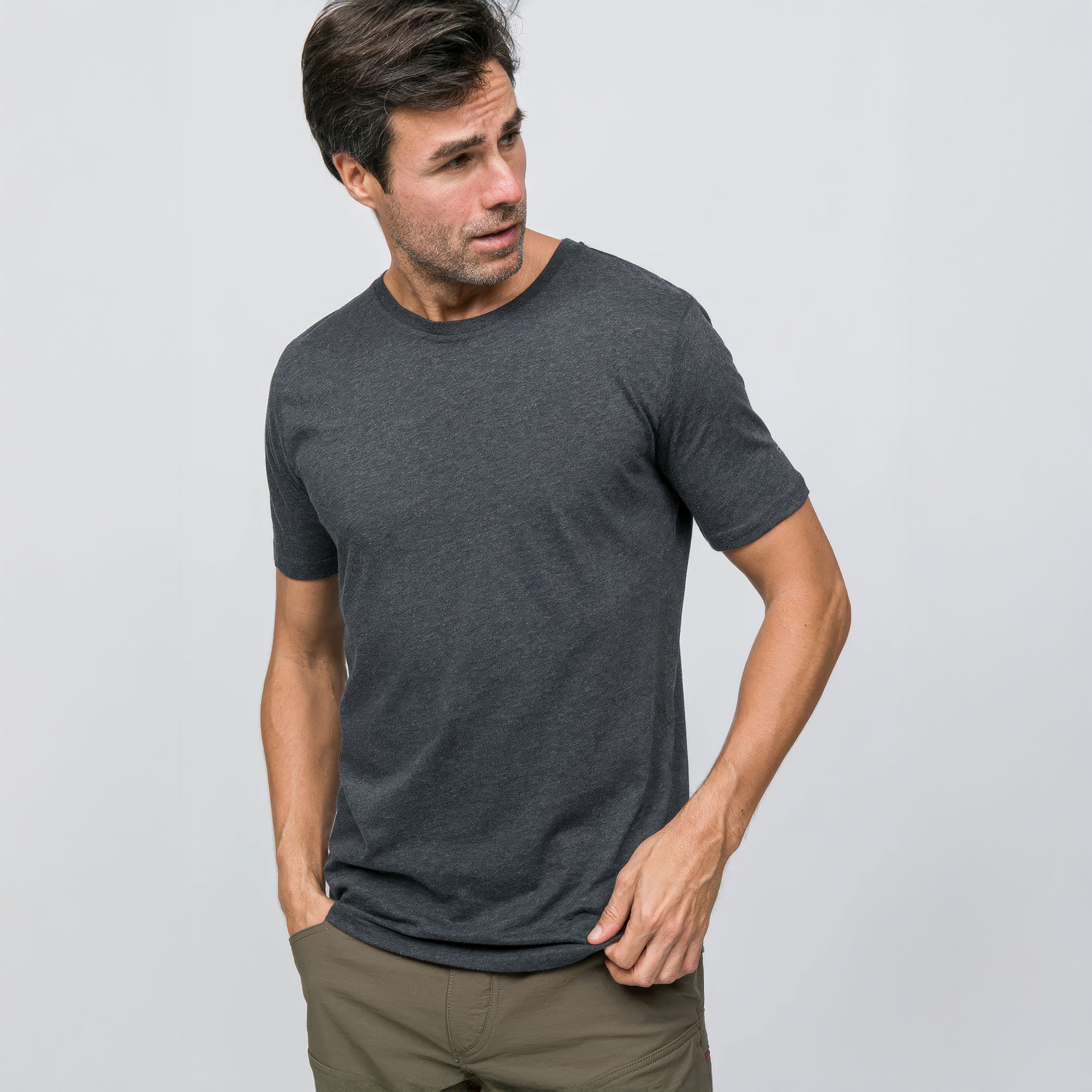 Soft Tees Basic T-Shirt %100 Pamuk | Gri Melanj