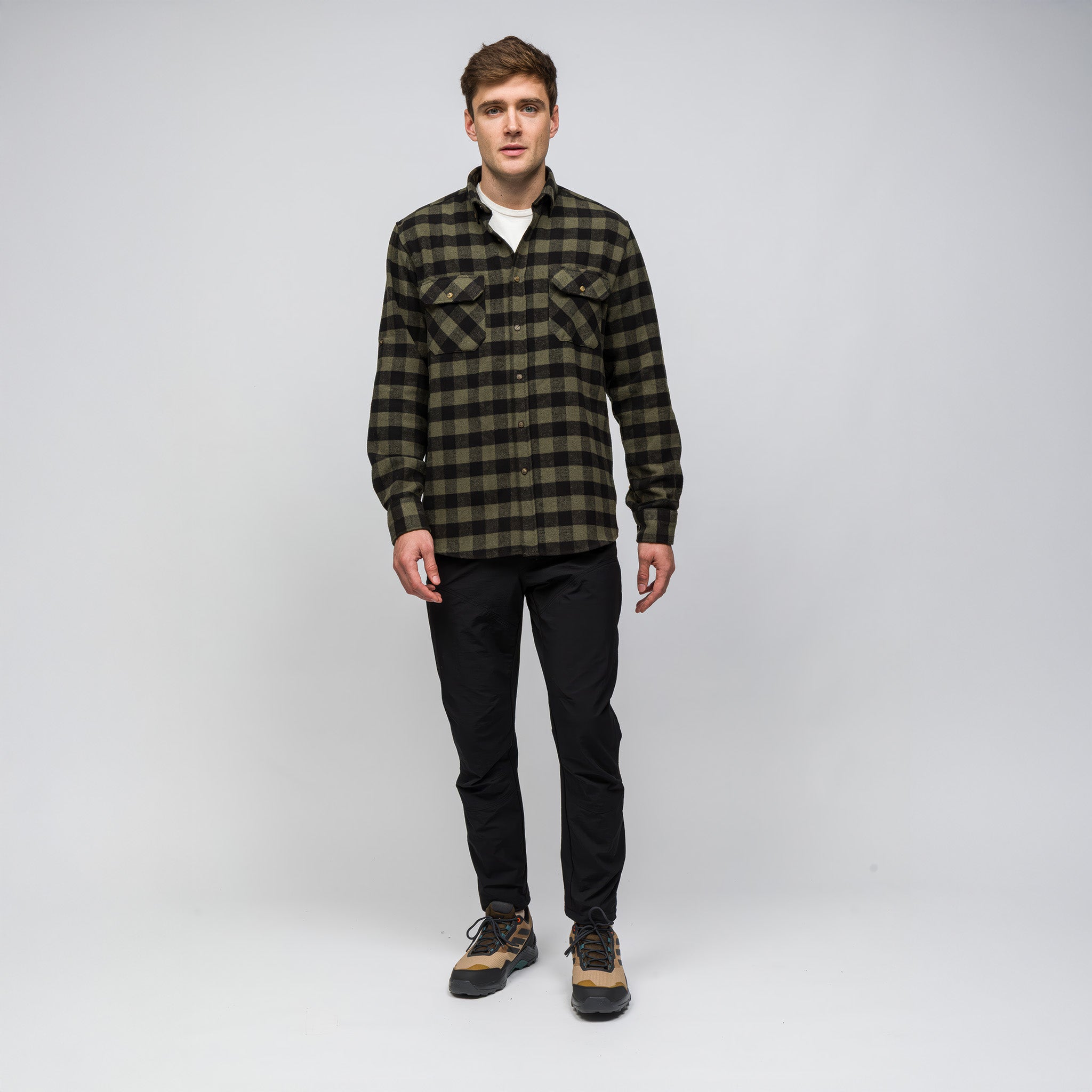 Crafter Oduncu Gömleği Yumuşak Tuşe | Haki Siyah Ekose