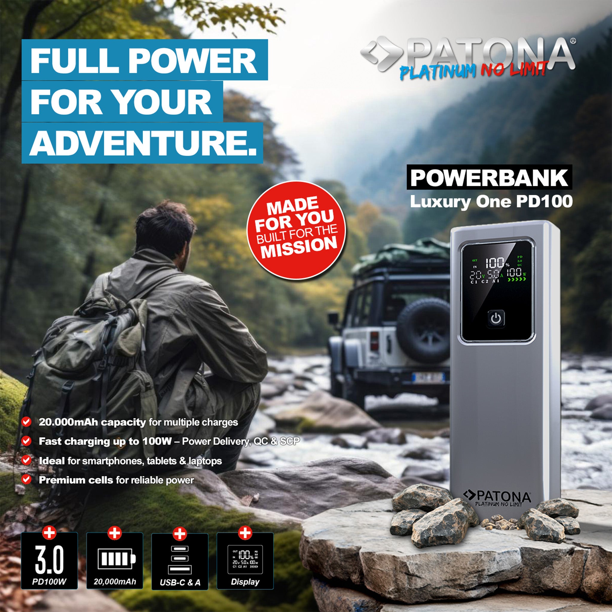 Platinum Powerbank | 100W 20000mAh | Taşınabilir Şarj Cihazı