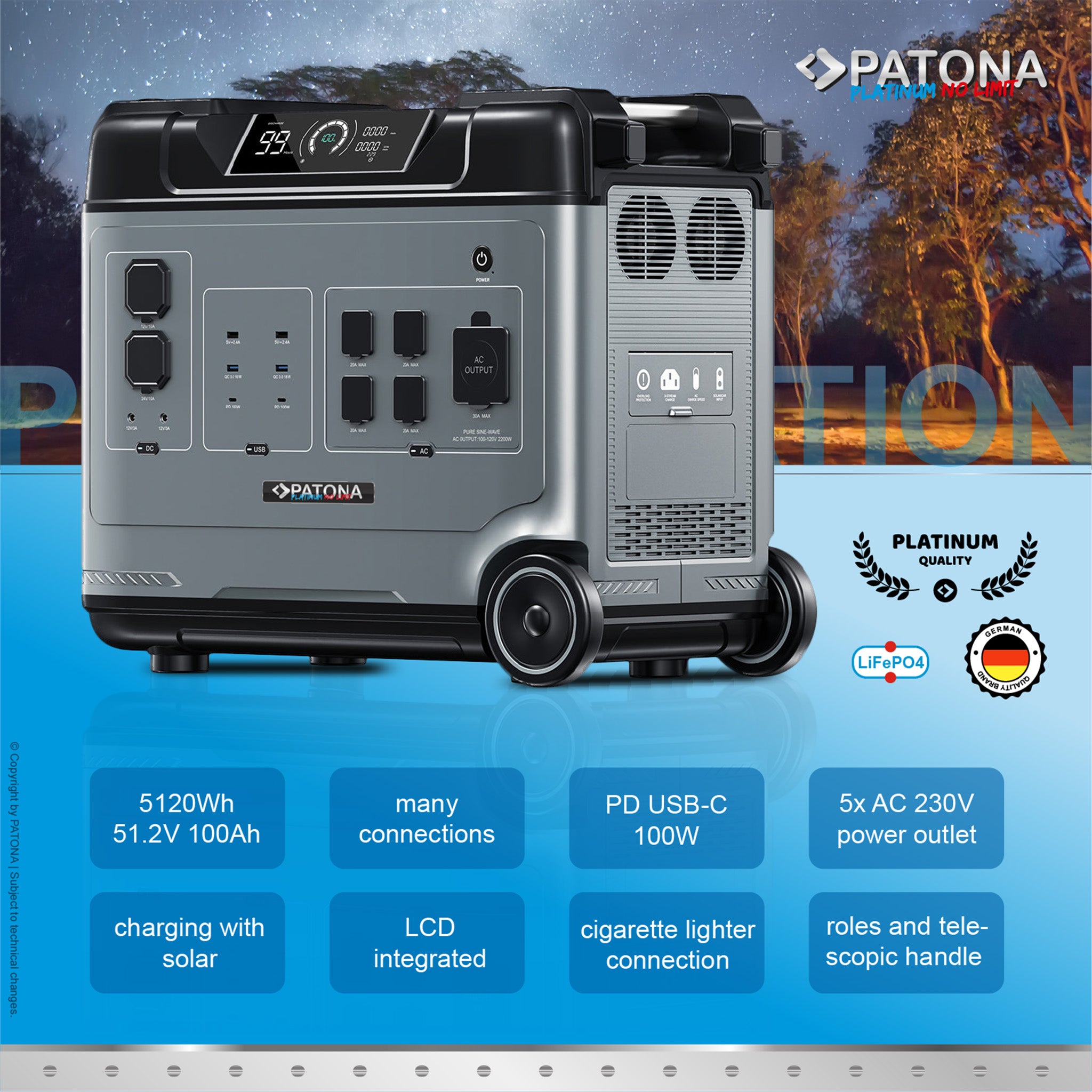 Platinum Powerstation Autarc 5000 Pro | 5120Wh LiFePO4 Taşınabilir Güç İstasyonu