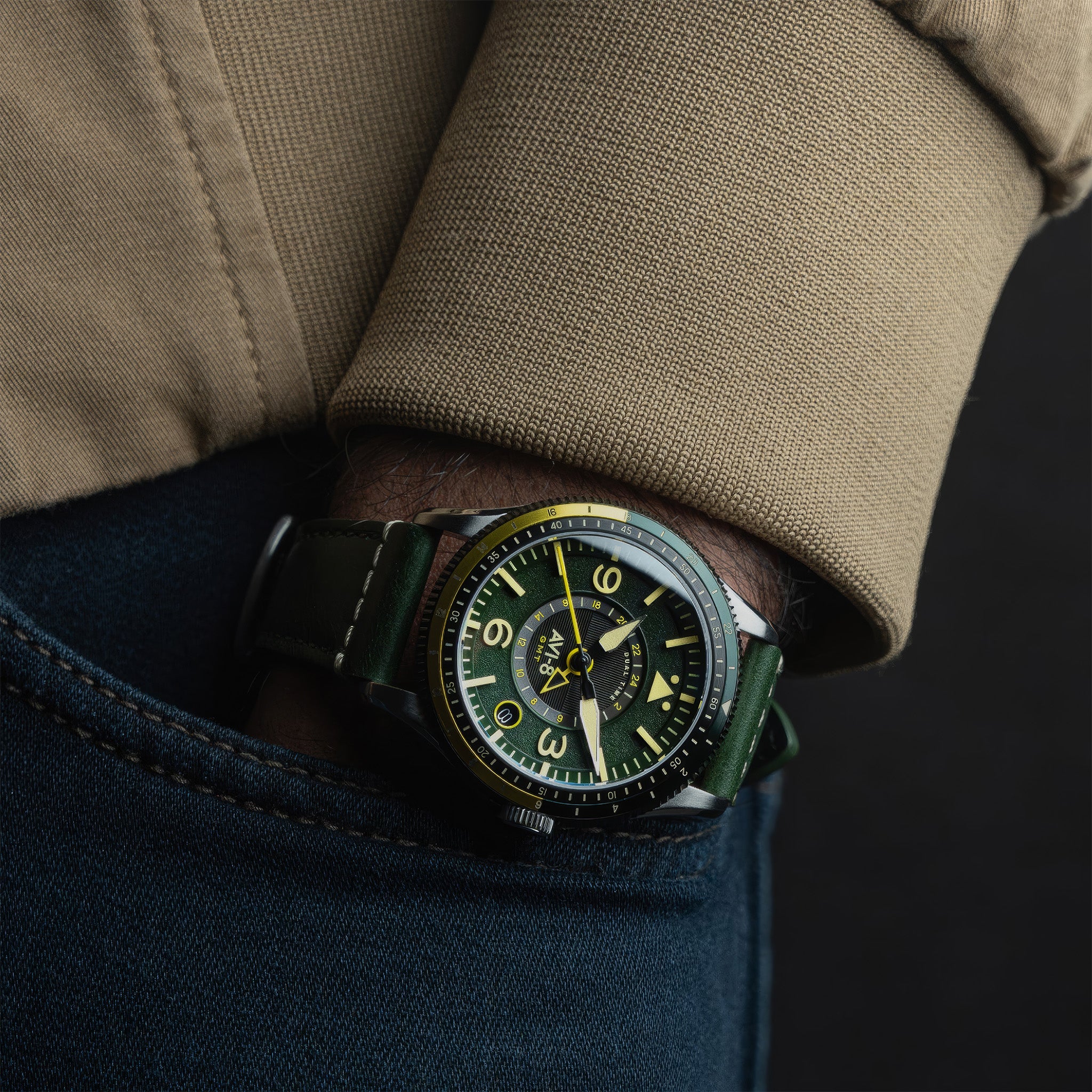 Flyboy Airmaster GMT Automatic | 40mm | fuselage green