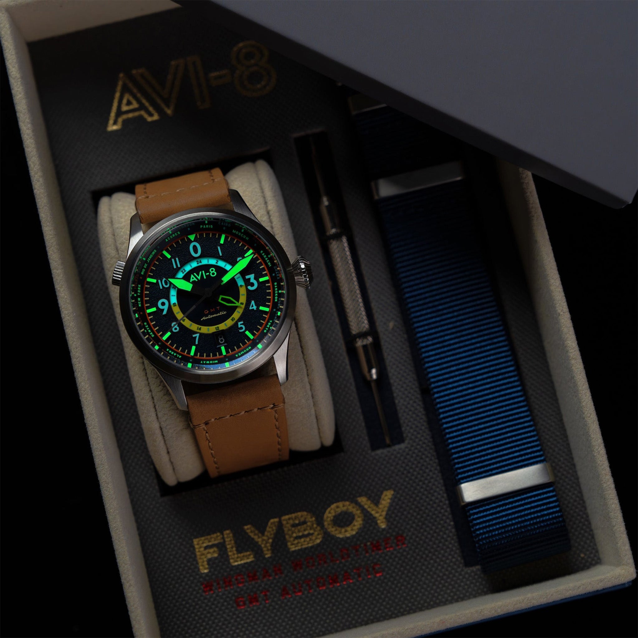 Flyboy Wingman Worldtimer GMT Automatic | 41 mm | Atlantic Blue