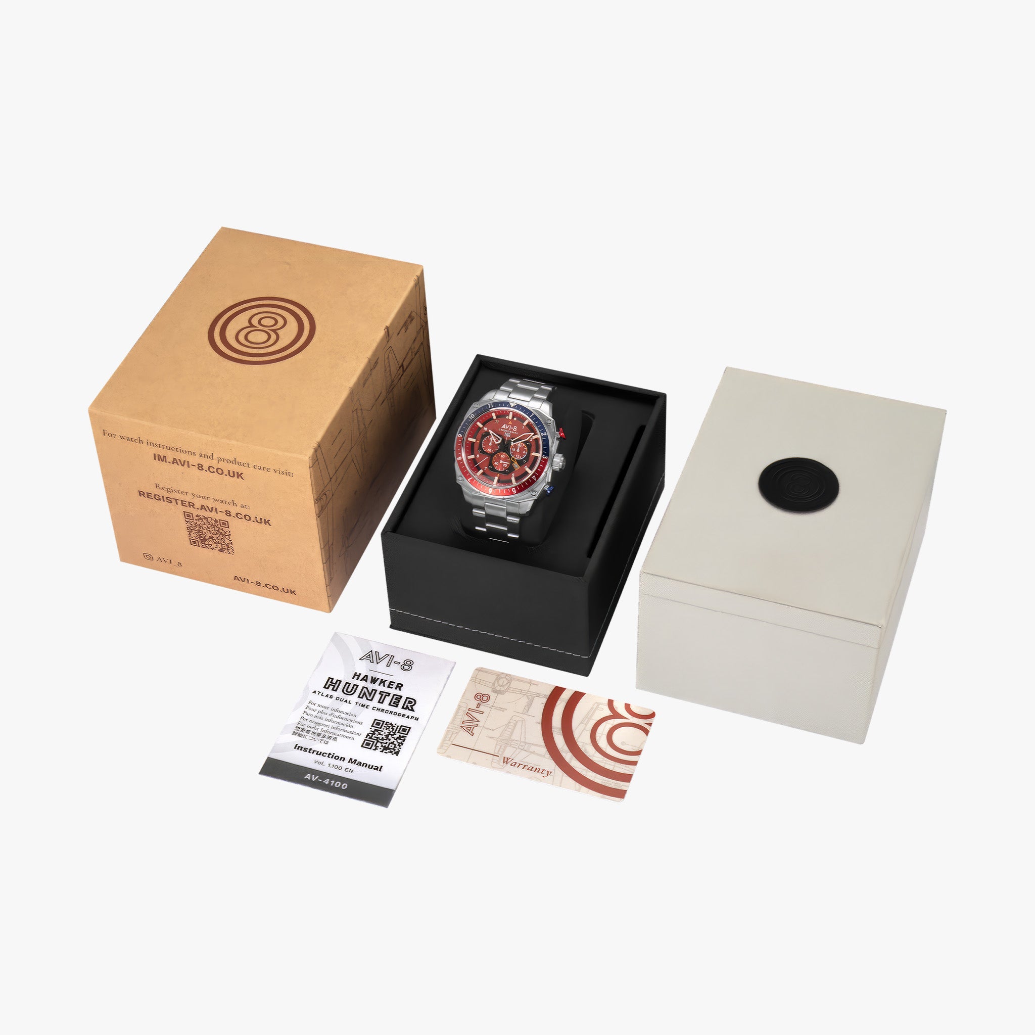 Hawker Hunter Atlas Dual Time Chronograph | Crimson Red