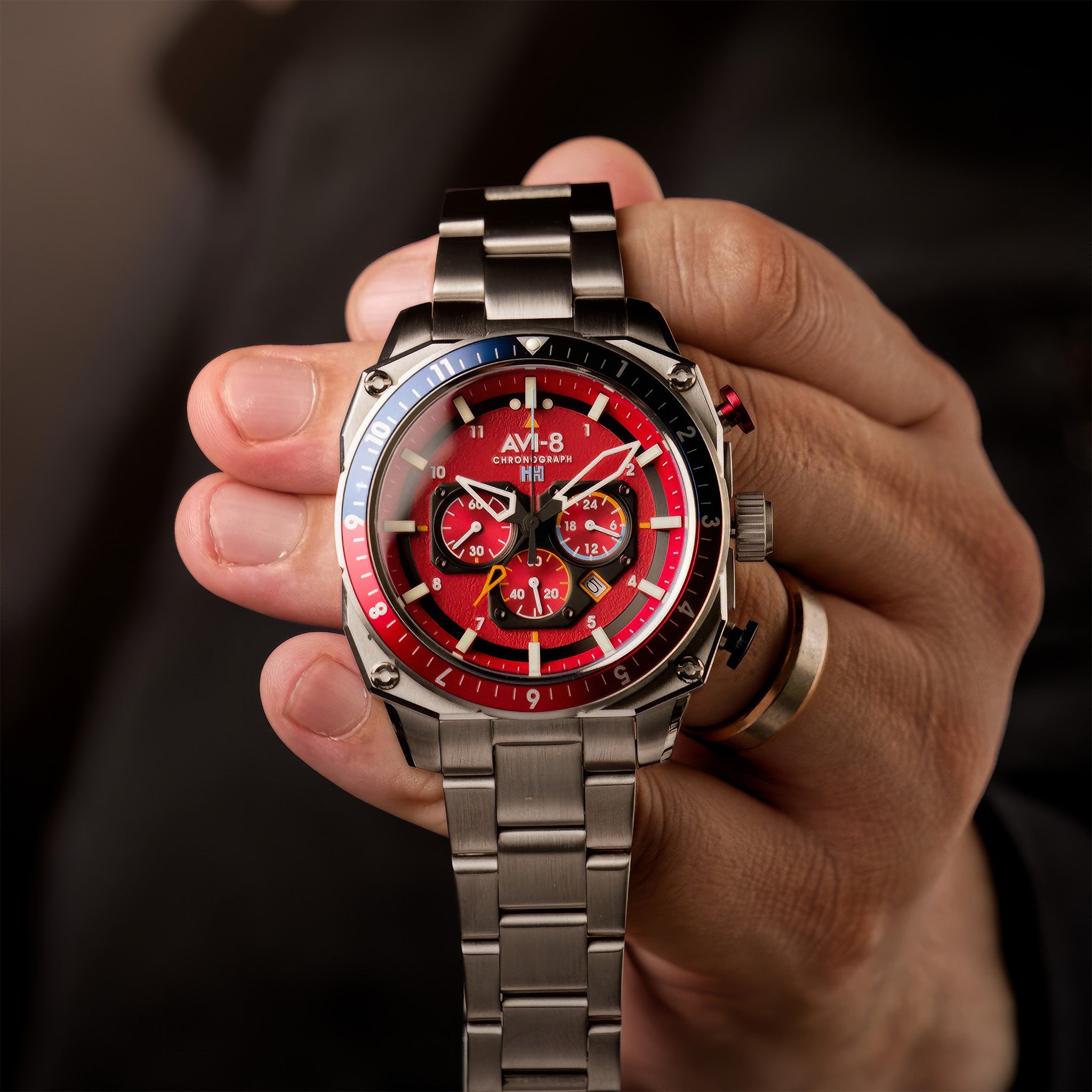 Hawker Hunter Atlas Dual Time Chronograph | Crimson Red