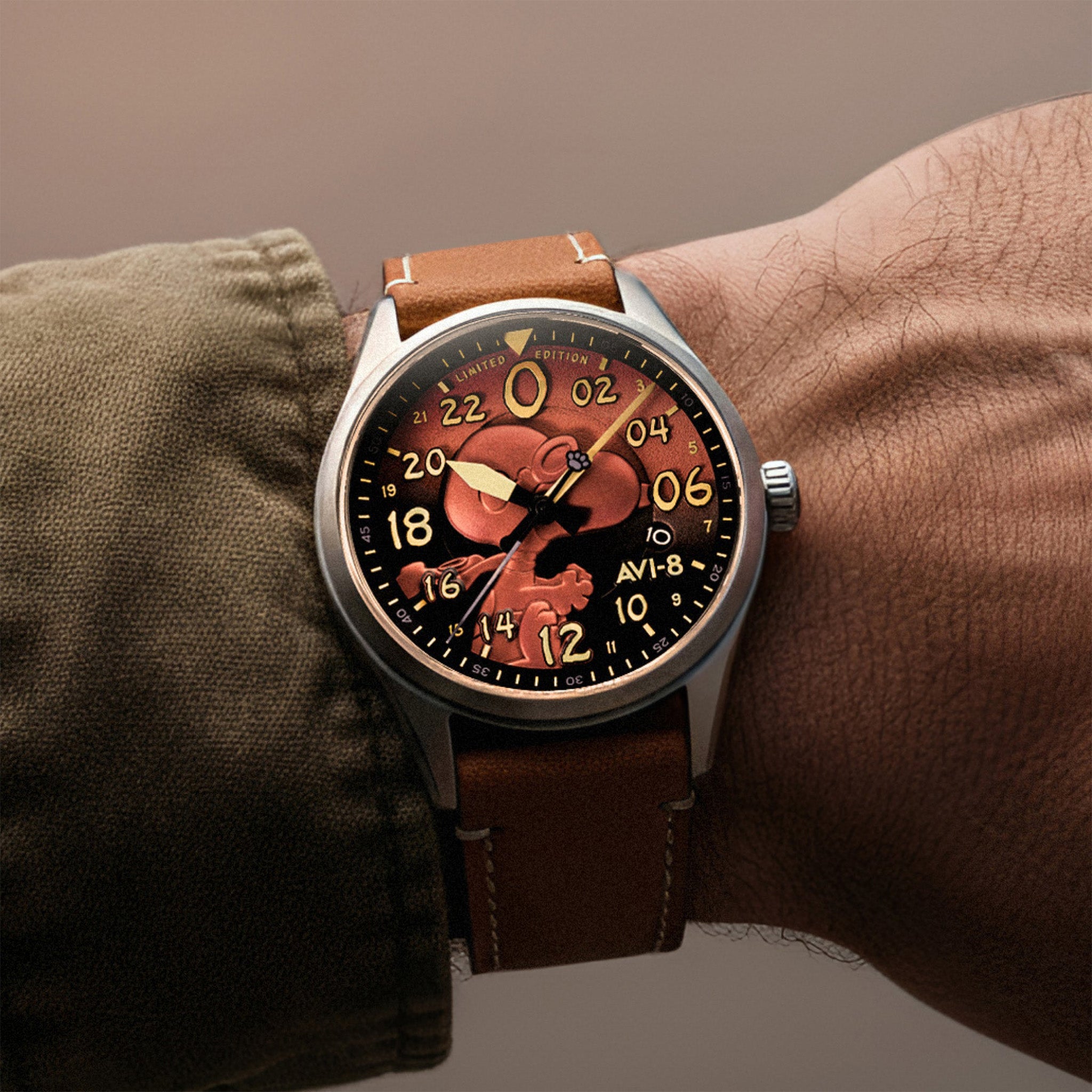 Spitfire Peanuts Snoopy Flying Ace 24 Hour Automatic Limited Edition | 42 mm | Burnt Orange