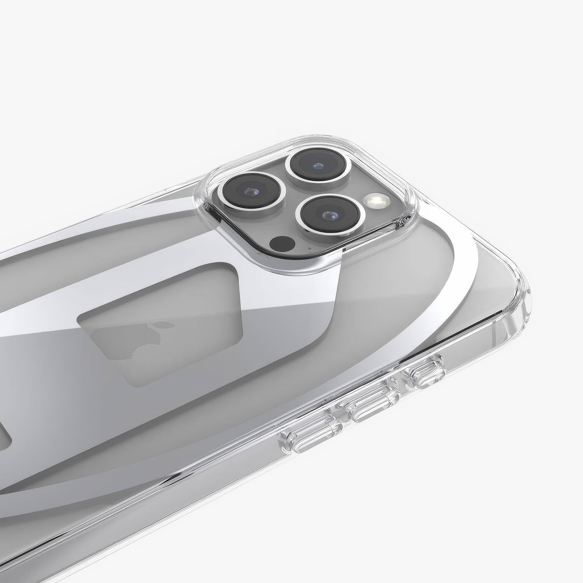 iPhone 16 Pro Max Oval D Mirror Şeffaf Kılıf | Şeffaf/Gümüş