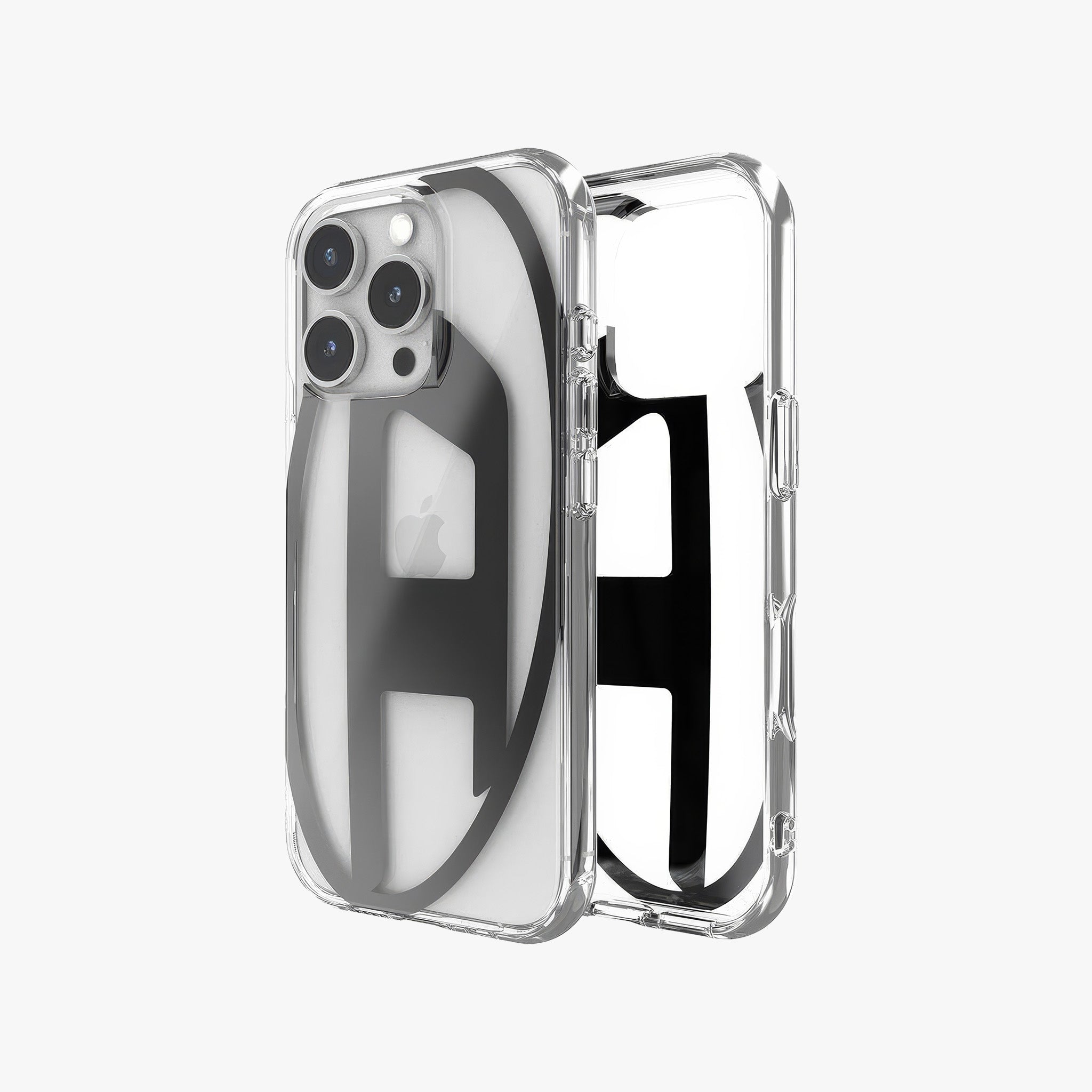 iPhone 16 Pro Oval D Mirror Şeffaf Kılıf | Şeffaf/Siyah