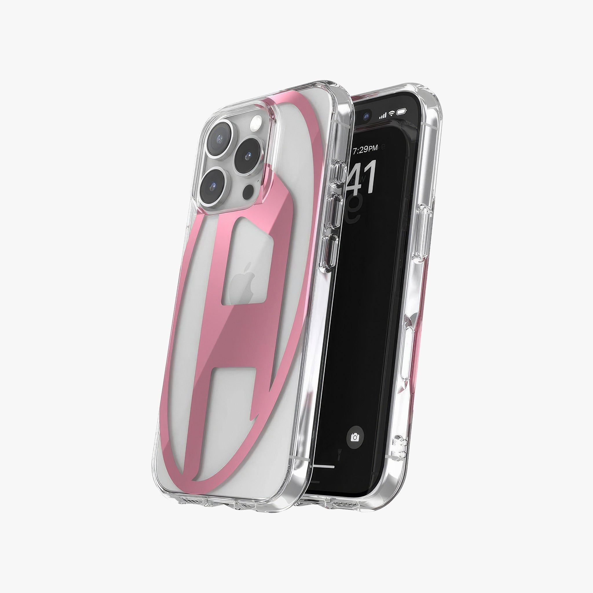 iPhone 16 Pro Oval D Mirror Şeffaf Kılıf | Şeffaf/Pembe