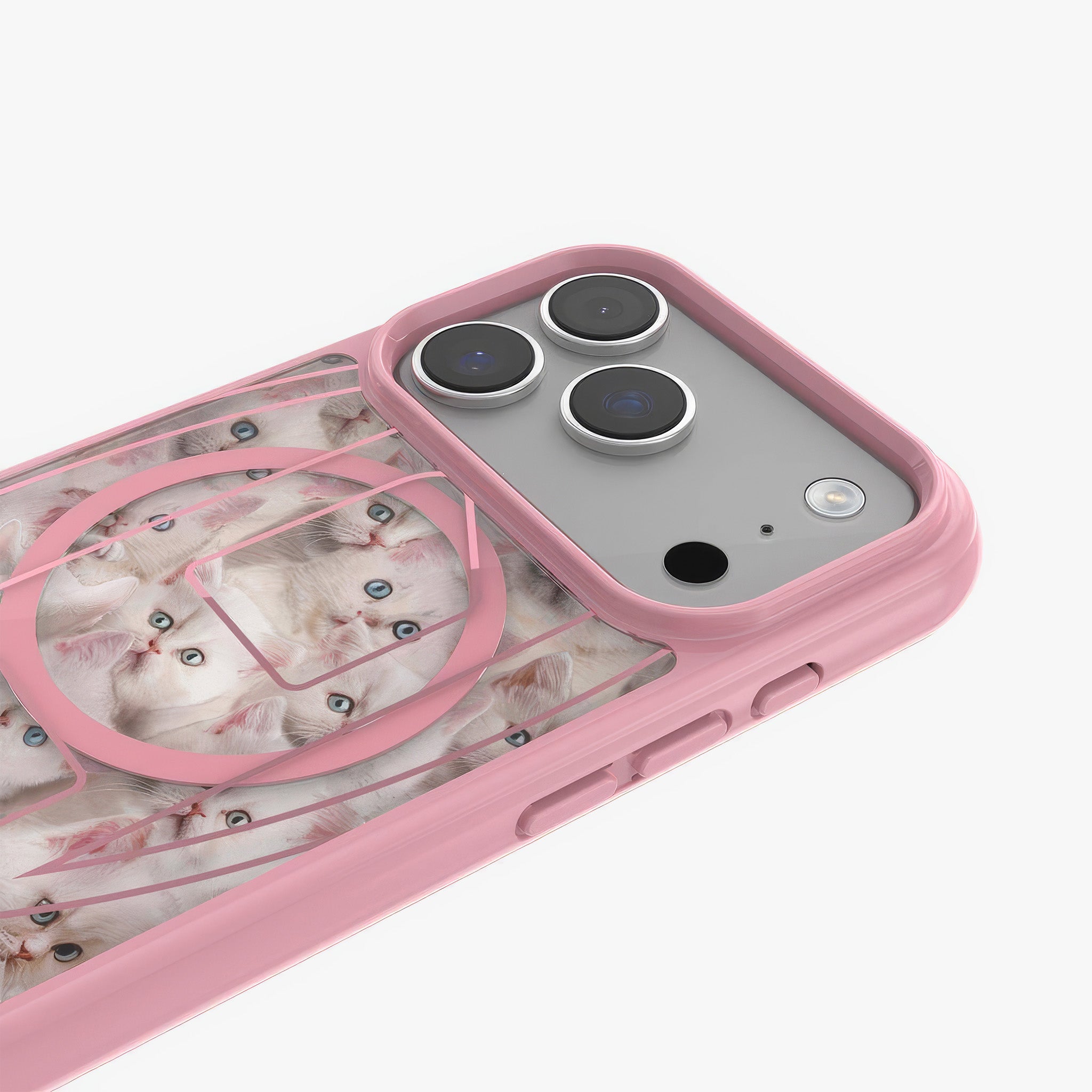 iPhone 17 Pro MagSafe Oval D Kedi Desenli Kılıf | Pembe