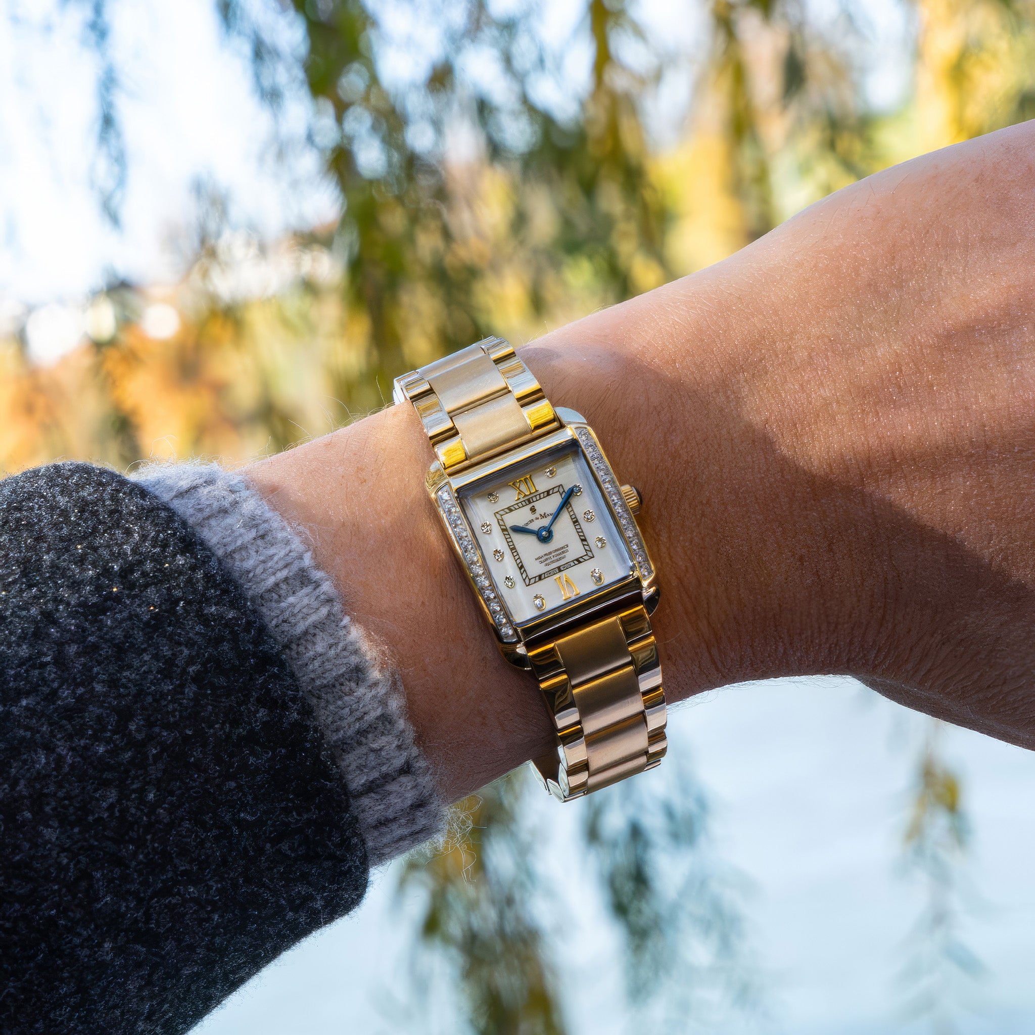 Emily | 22 x 19 mm | Silver-Gold White dial with stones