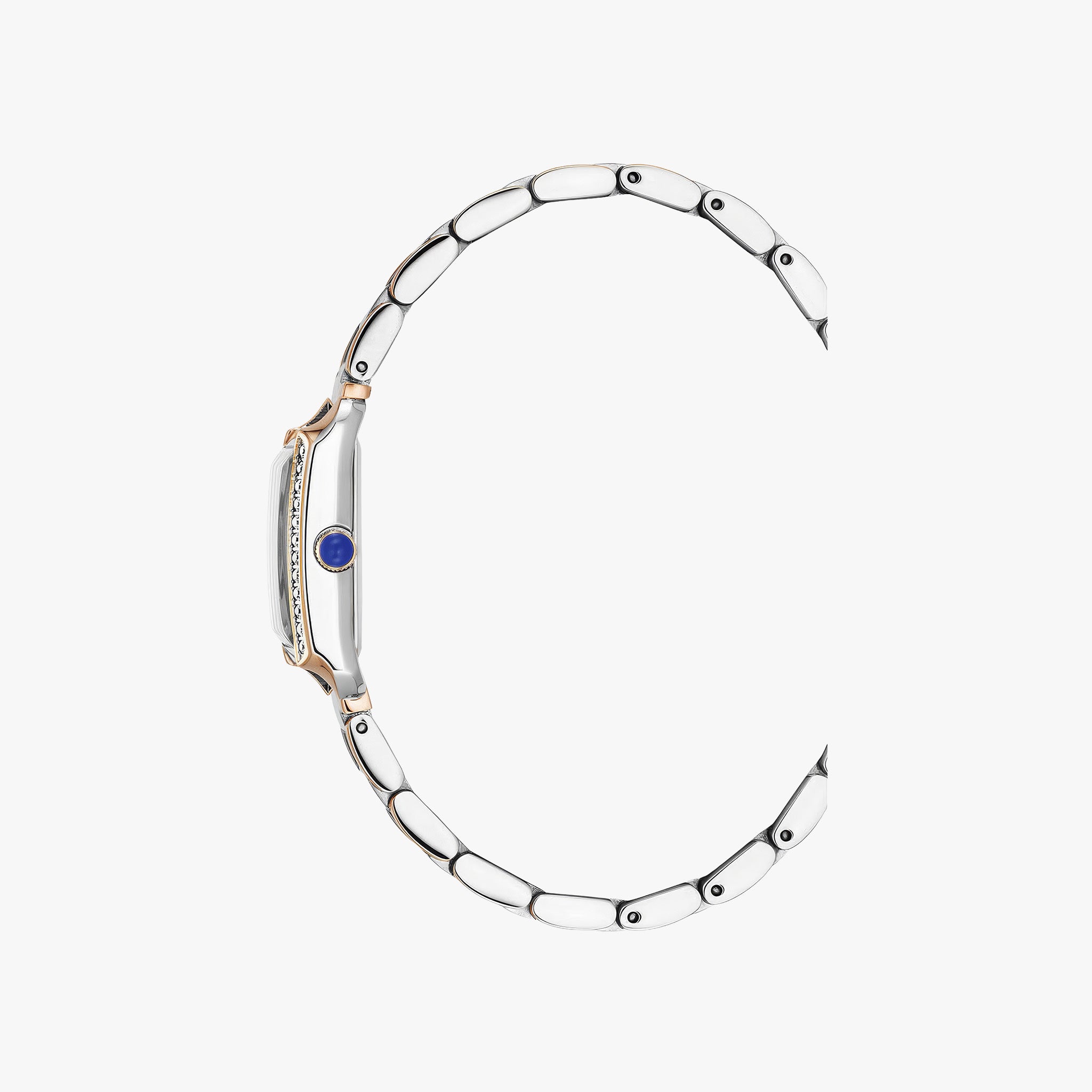 Emily | 22 x 19 mm | Silver-Rosegold White dial with stones