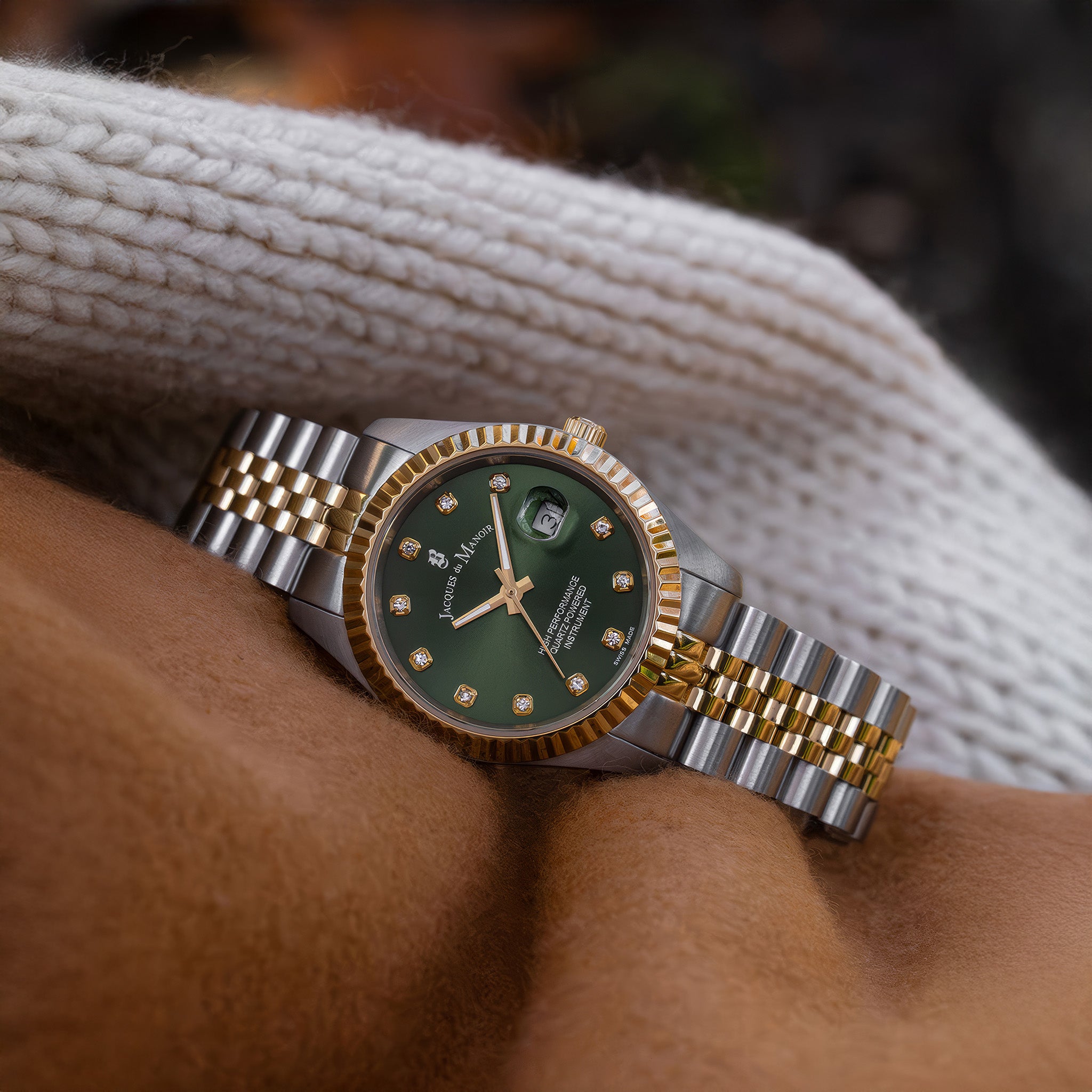 Inspiration Elegance | 31 mm | Silver-Gold Green Sunray dial