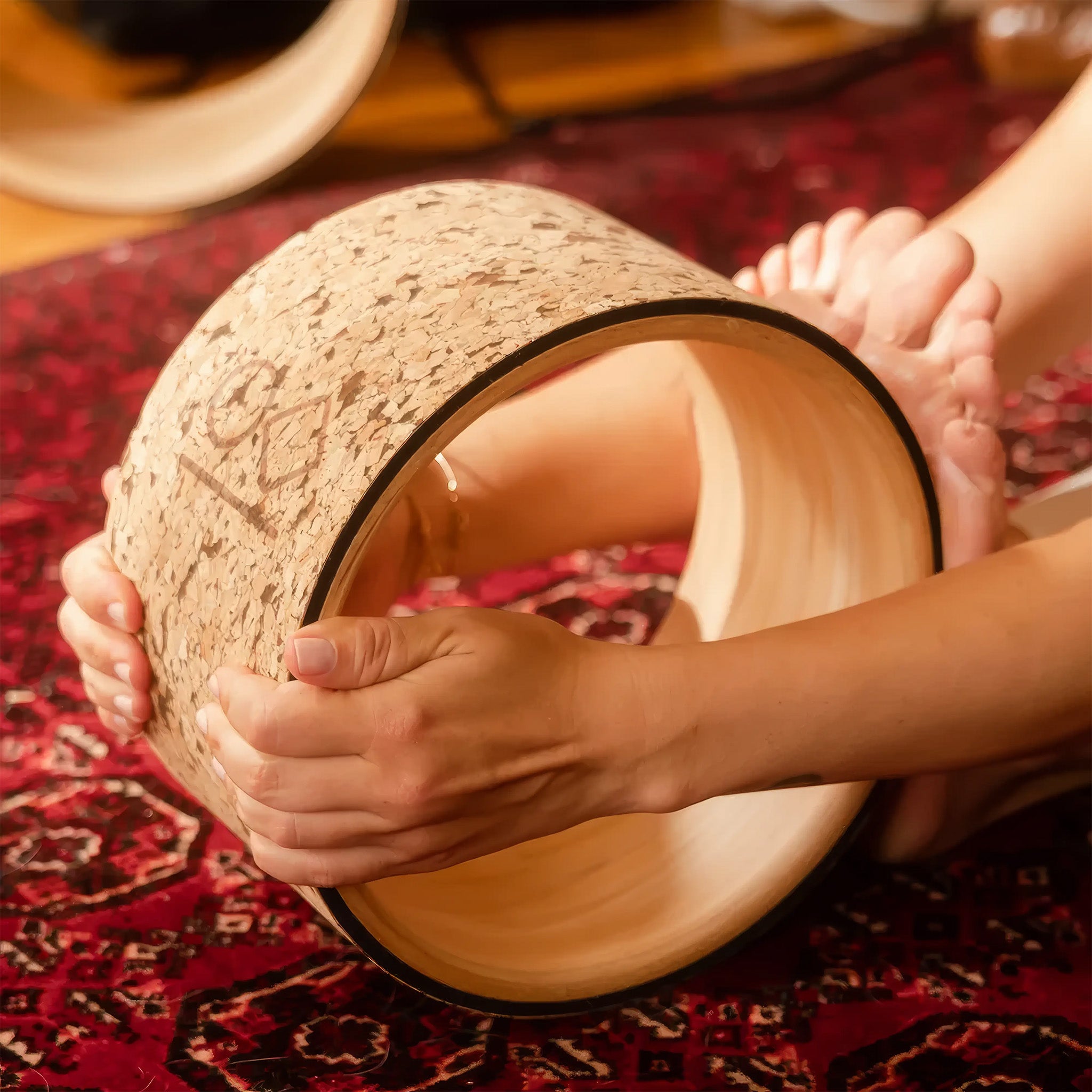 Mantar Kaplı Ahşap Yoga Çemberi | Küçük | 26cm