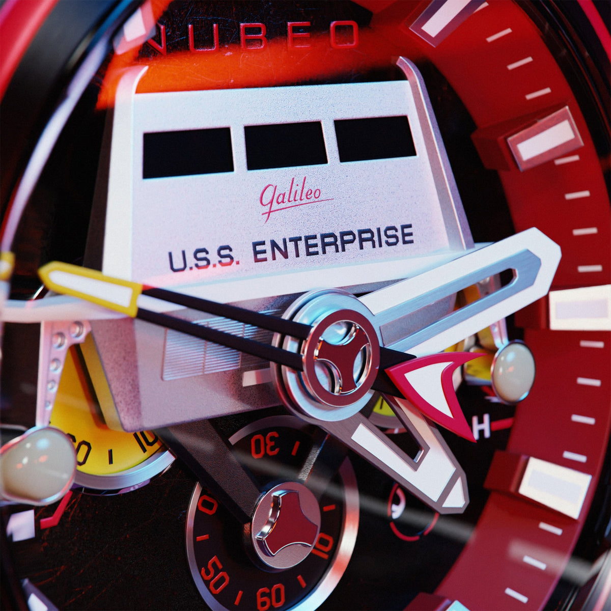 Deimos Chronograph Star Trek Galileo Limited Edition Erkek Kol Saati | 52 mm | Starship Red