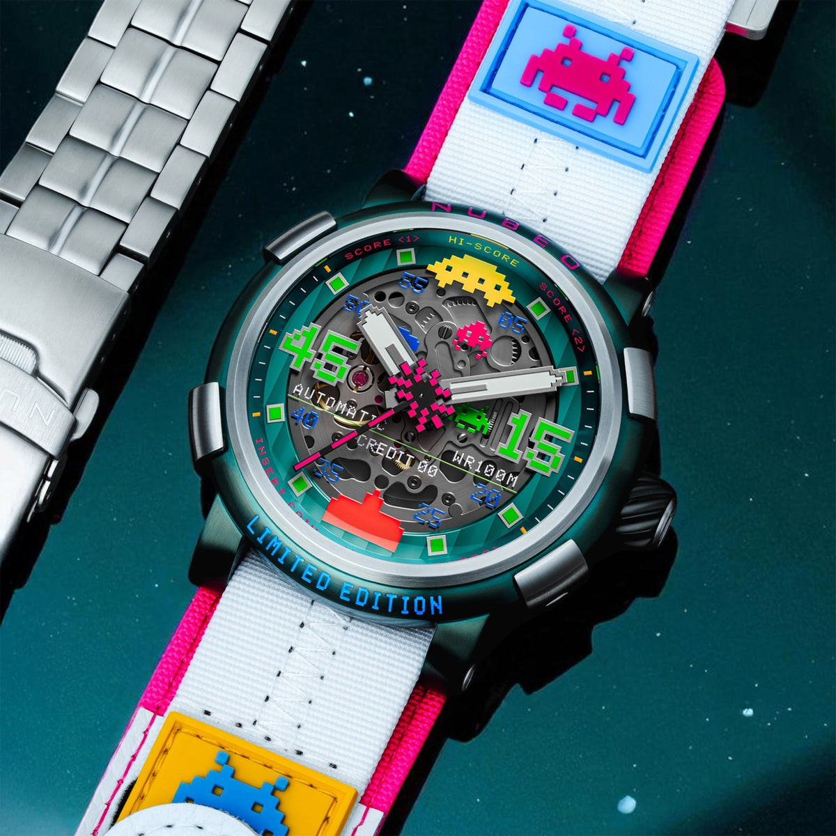 Orion Automatic Space Invaders Limited Edition Erkek Kol Saati | 50 mm | Laser Lime