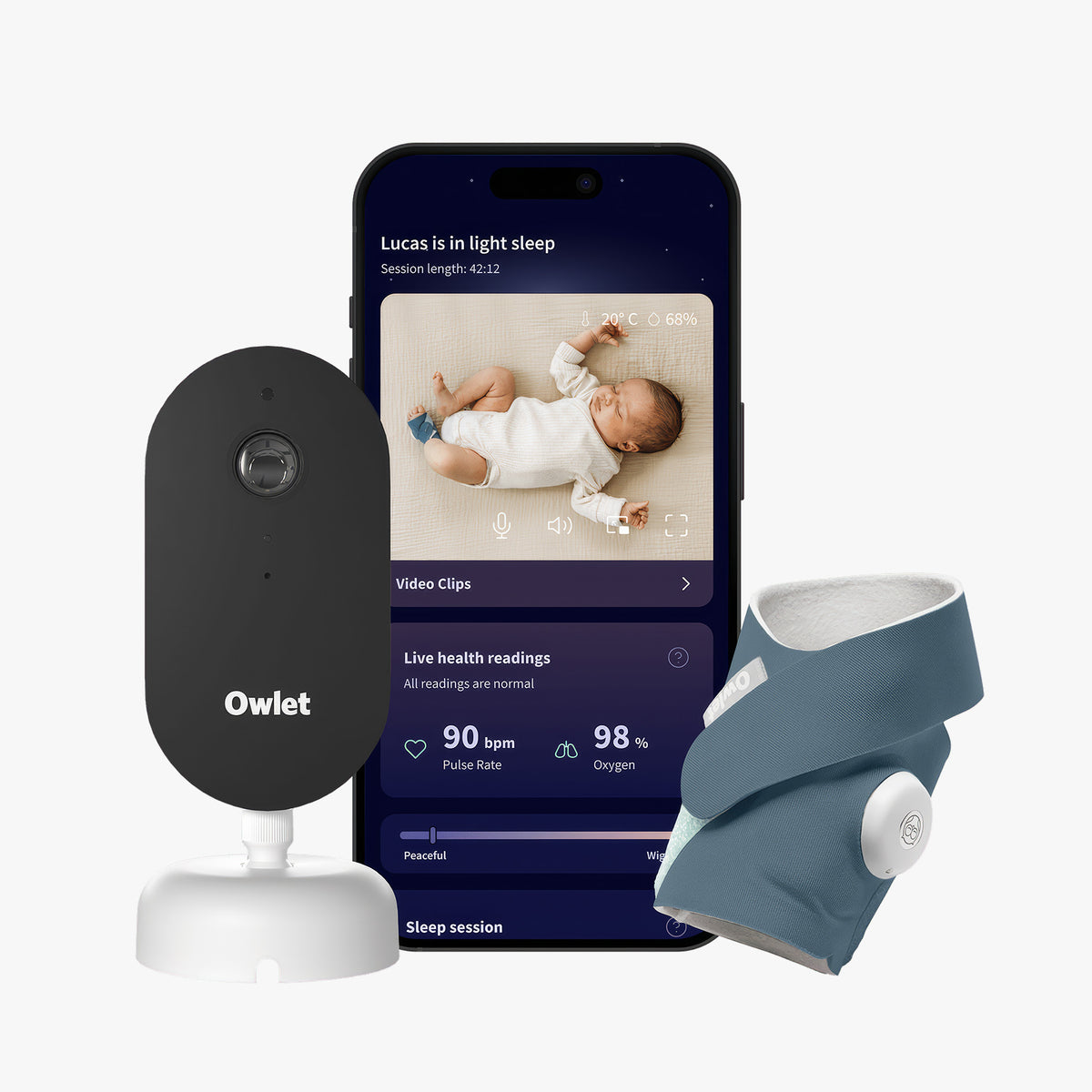Owlet Dream Duo™ İkili Set - Dream Sock™ Akıllı Çorap (Gece Mavisi) + Dream Sight™ Kamera