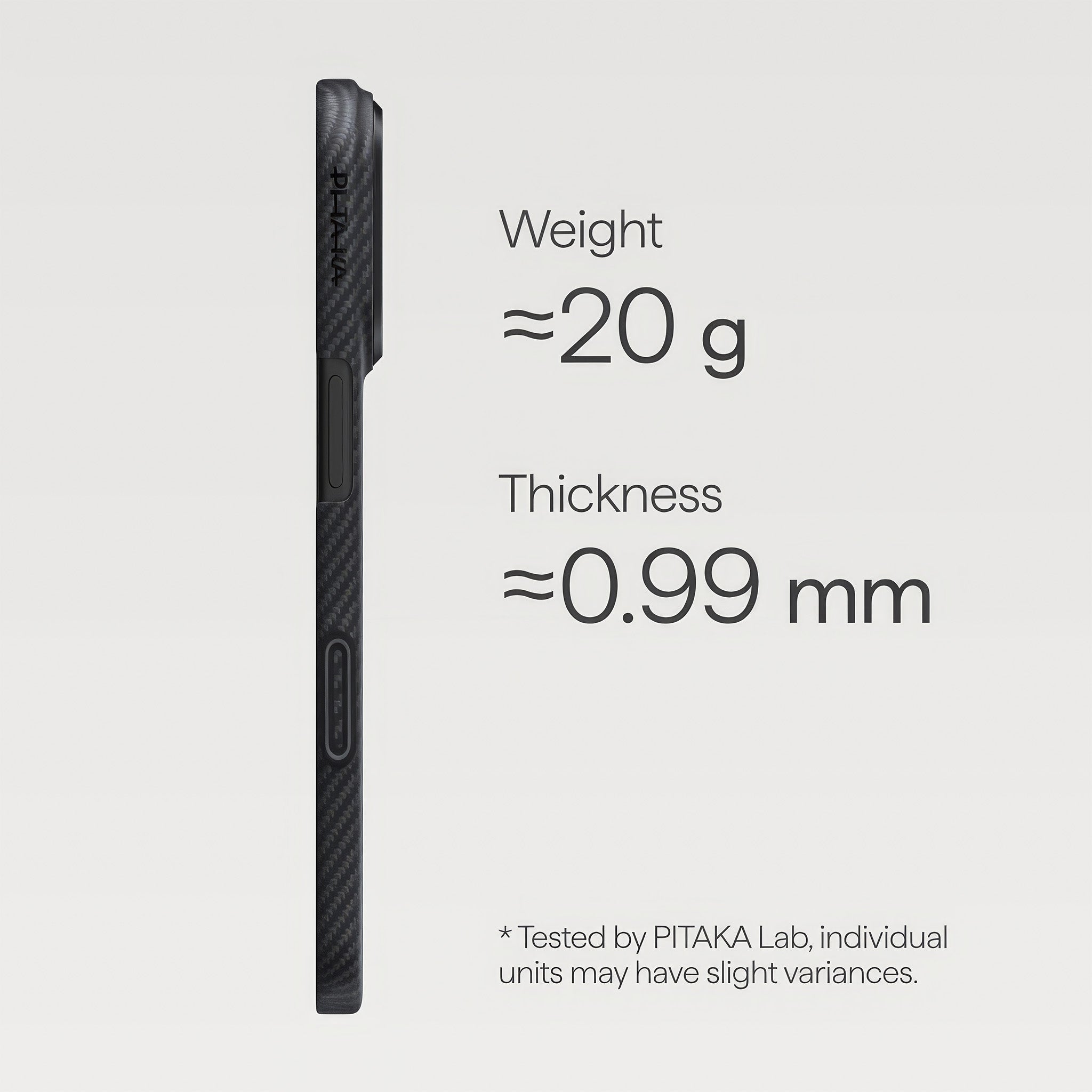 iPhone 17 Pro Edge Case | 600D Black/Grey (Twill) (PitaTap™)