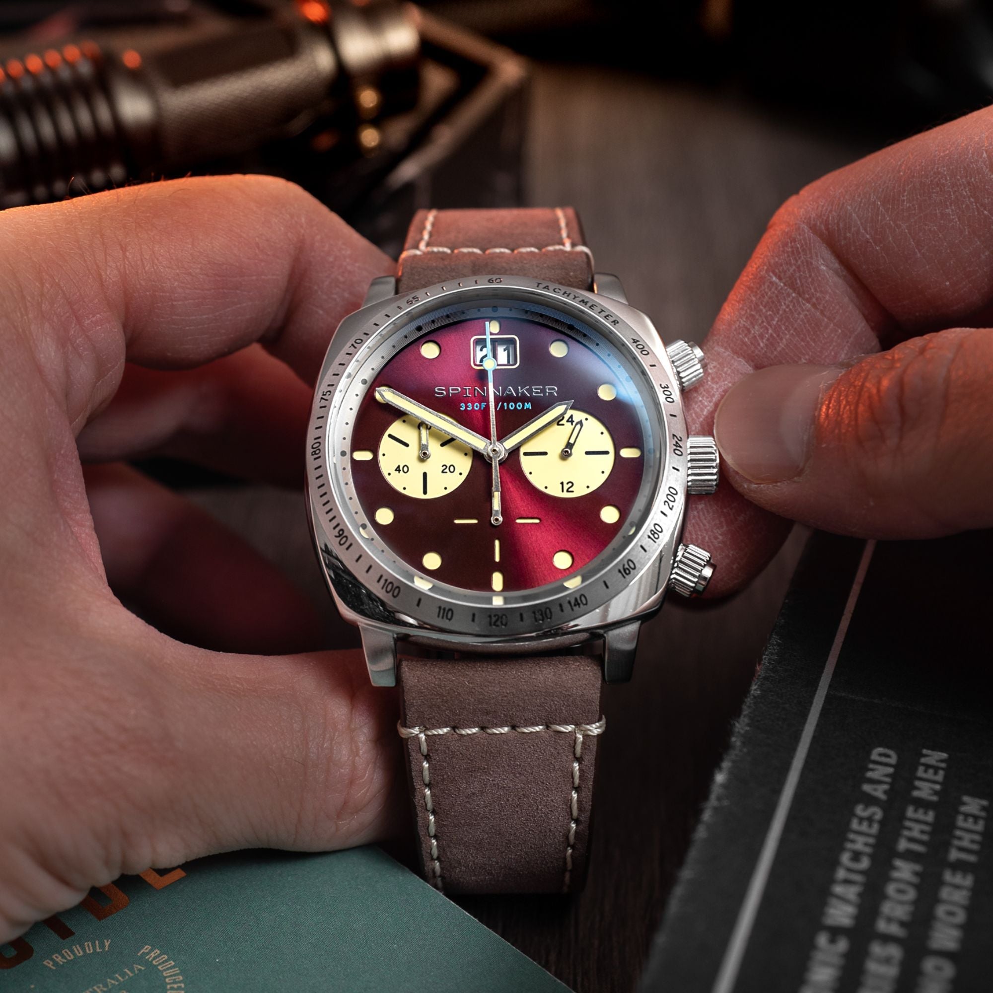 Hull Chronograph | 42mm | Burnt Maroon