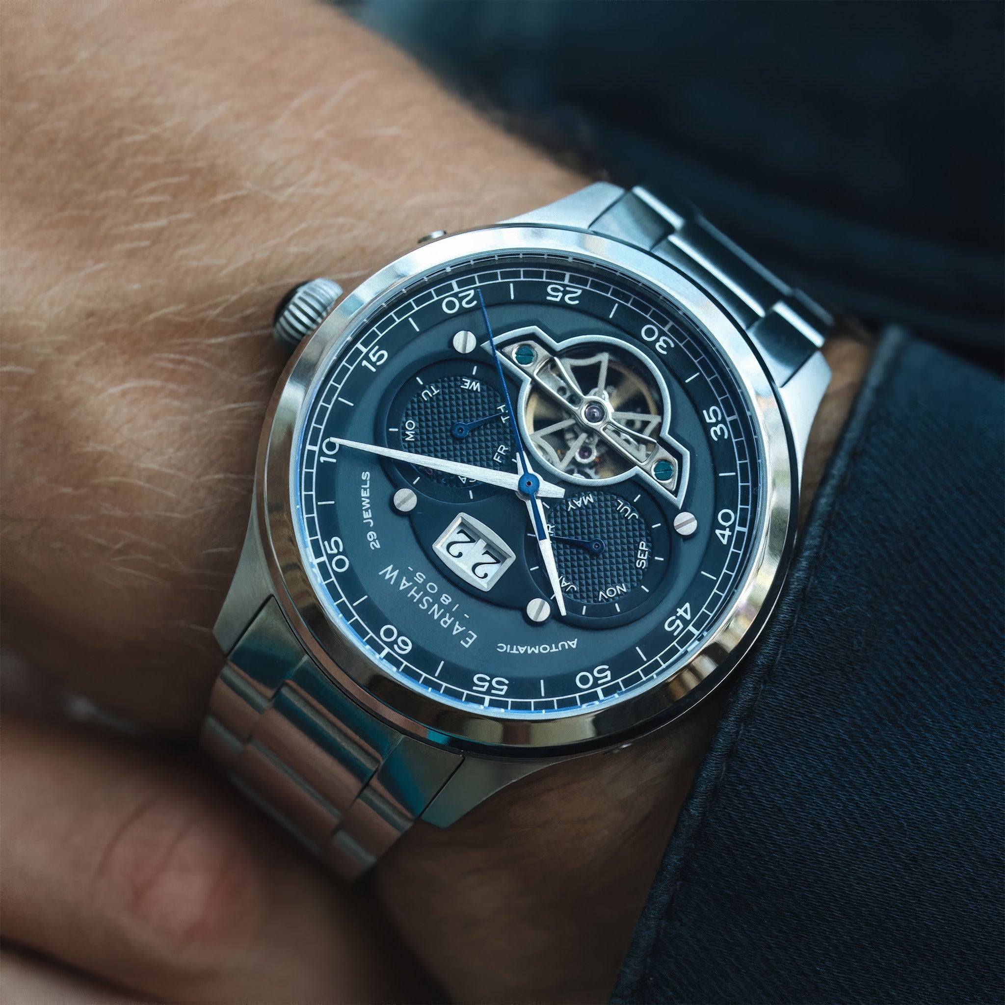 Baron Grand Date Calendar Open Heart Automatic | Deep Midnight