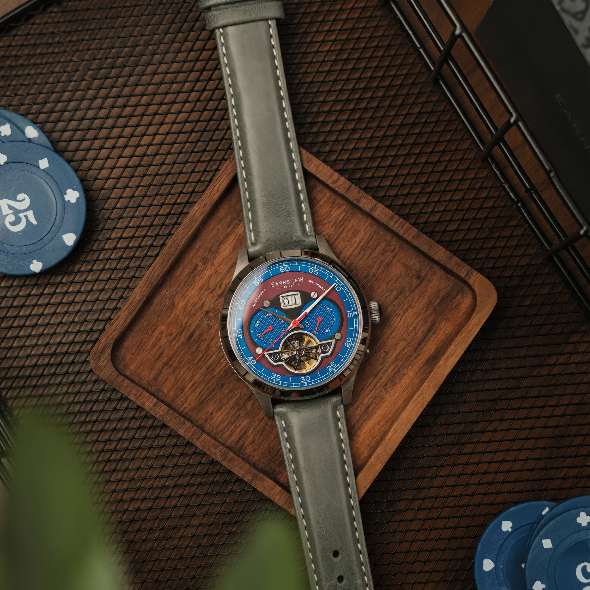 Baron Grand Date Calendar Open Heart Automatic | English Blue